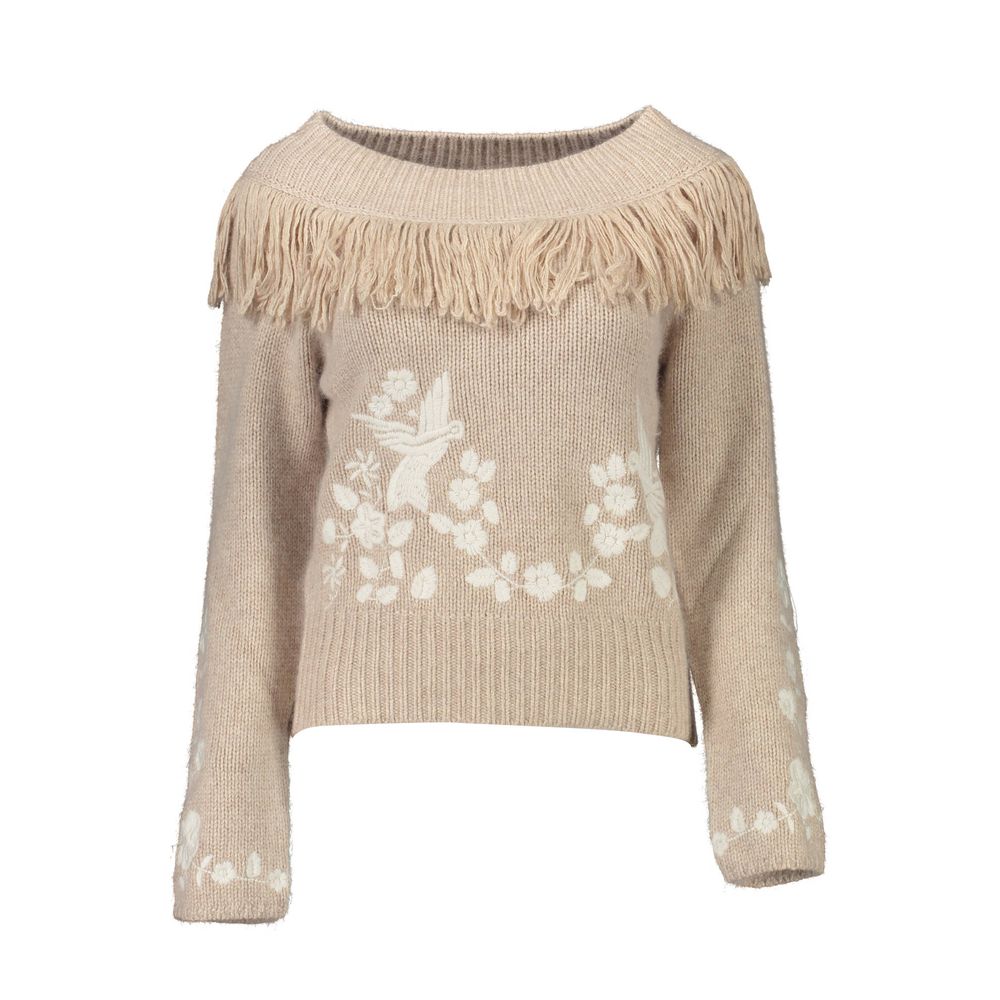 Beige Viscose Women's Sweater - ventzia