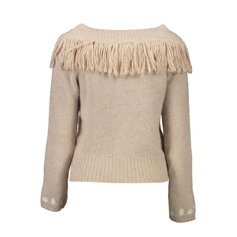 Beige Viscose Women's Sweater - ventzia