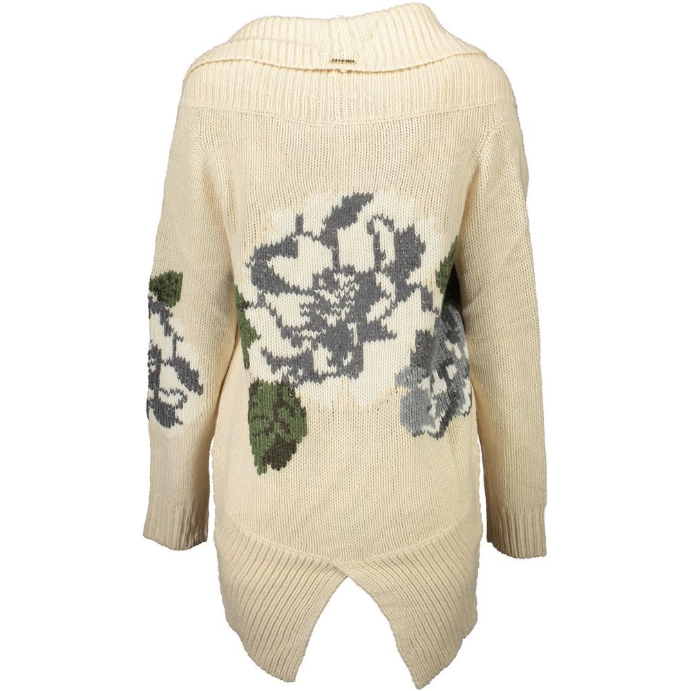 Beige Acrylic Women Cardigan - ventzia