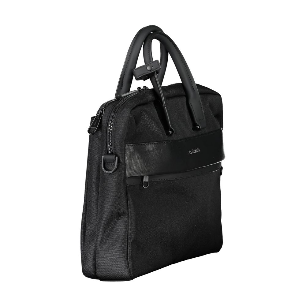 Nero Polyester Men's Briefcase - ventzia