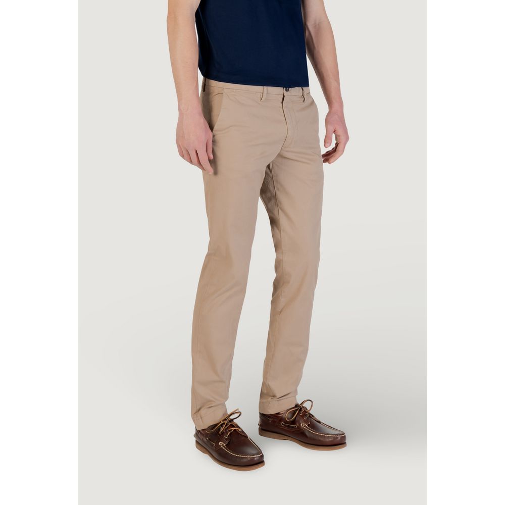 Beige Cotton Skinny Pants - ventzia