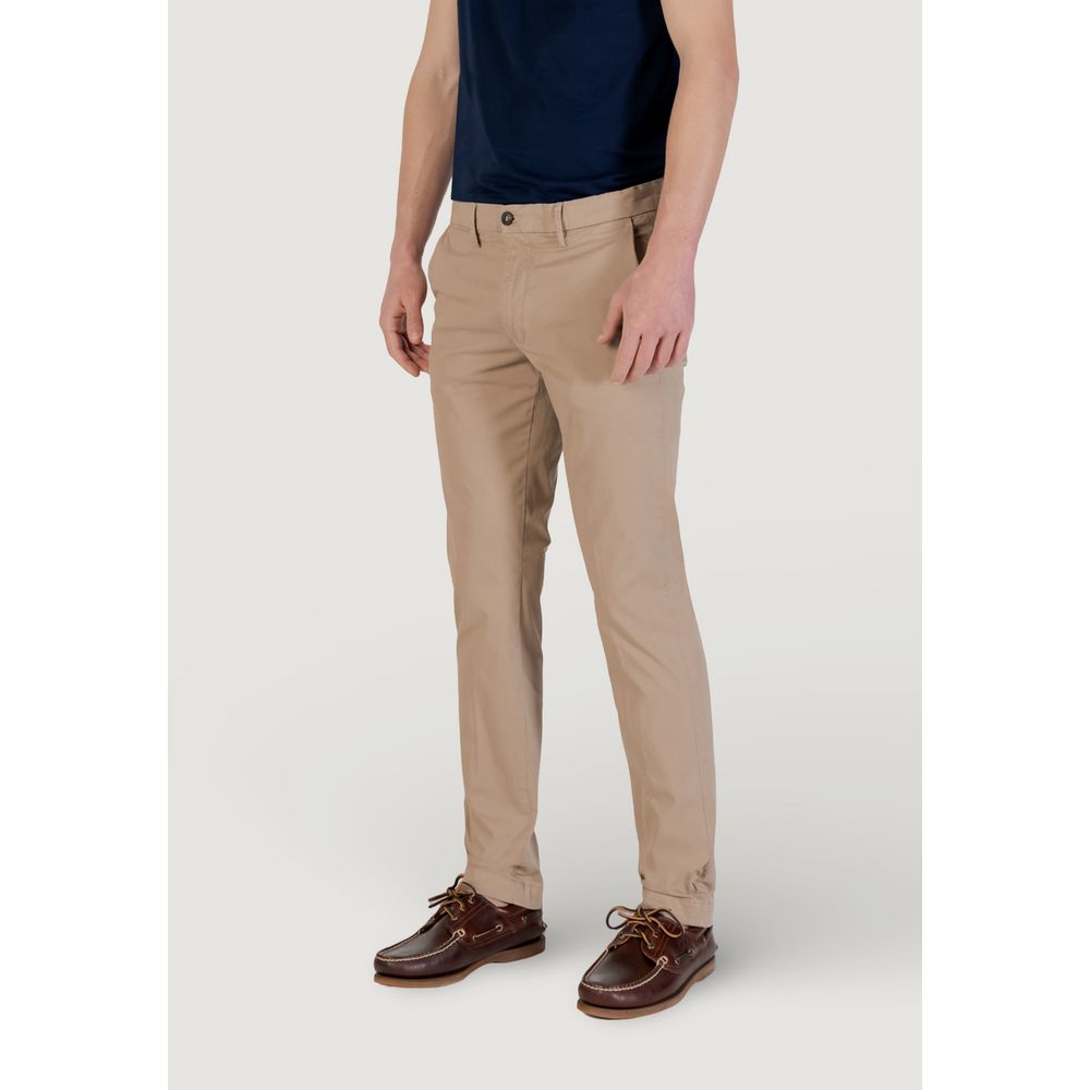 Beige Cotton Skinny Pants - ventzia