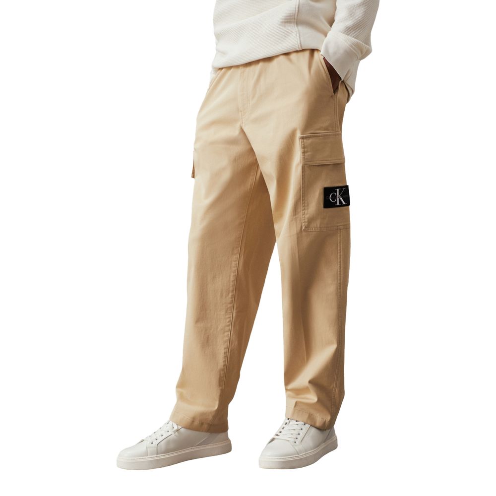 Beige Recycled Cotton Cargo Pants