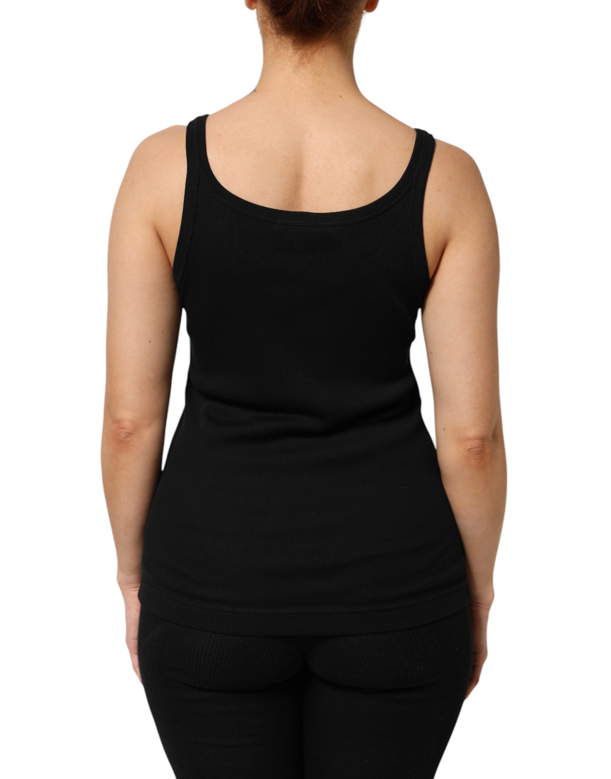 Black Cotton Sleeveless Women Tank Top - ventzia