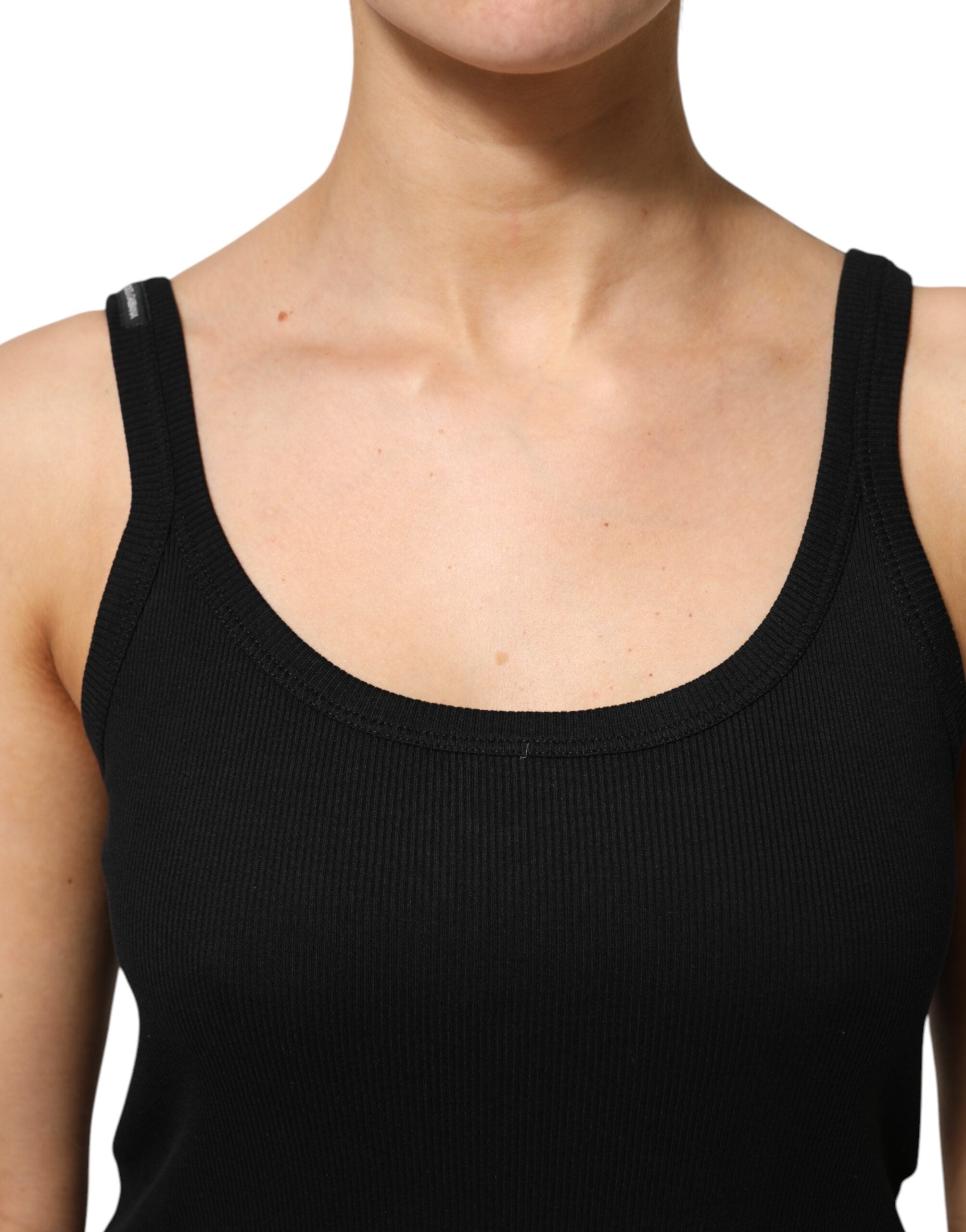 Black Cotton Sleeveless Women Tank Top - ventzia