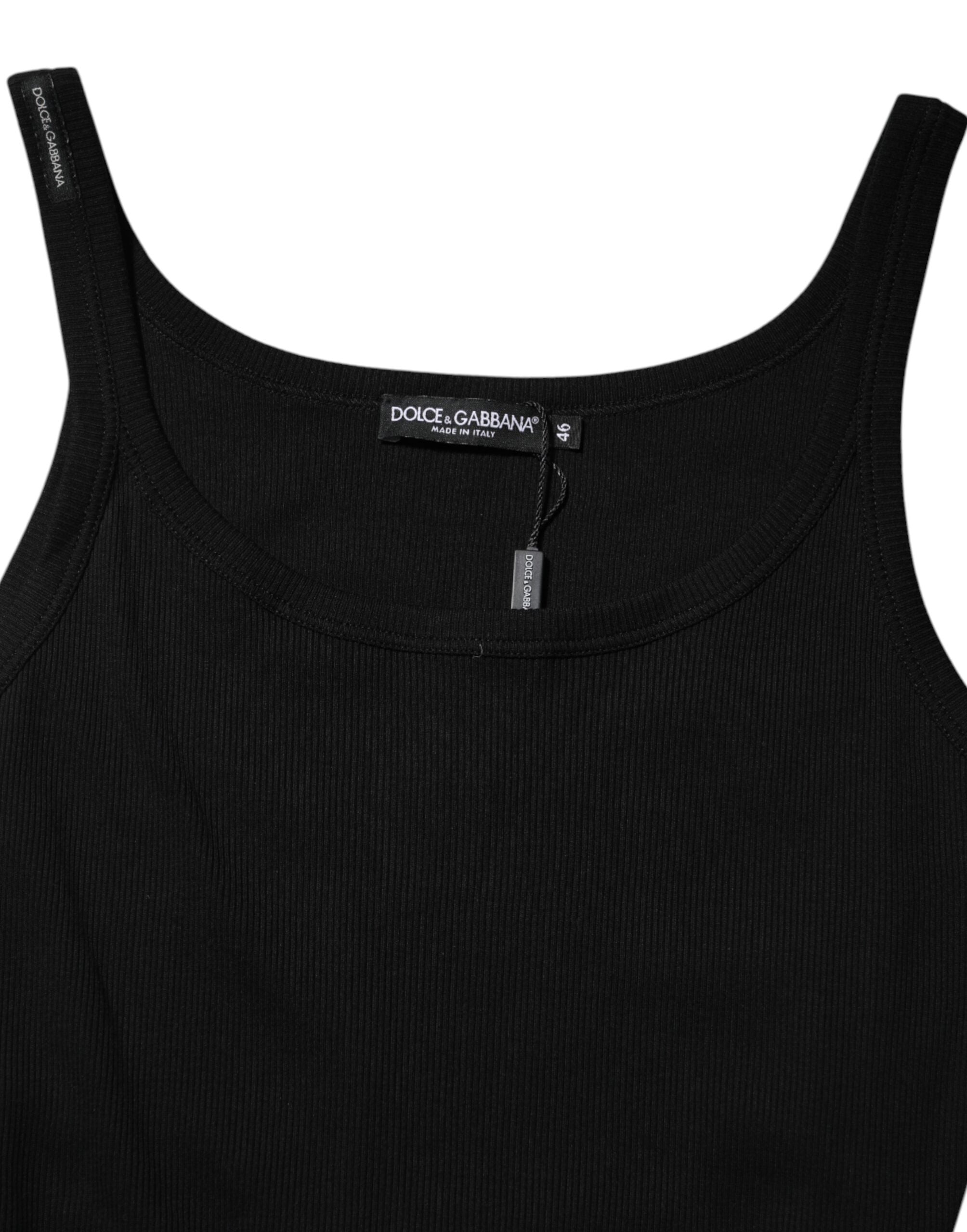 Black Cotton Sleeveless Women Tank Top - ventzia