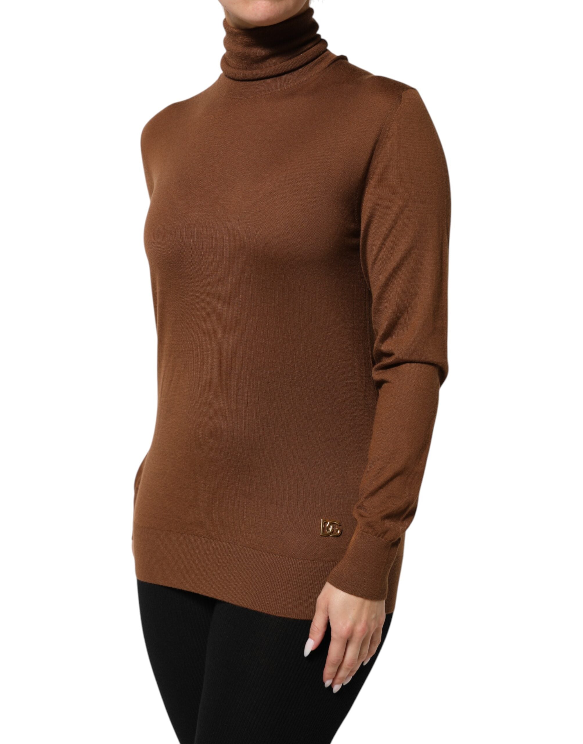 Brown Cashmere Turtle Neck Pullover Sweater - ventzia