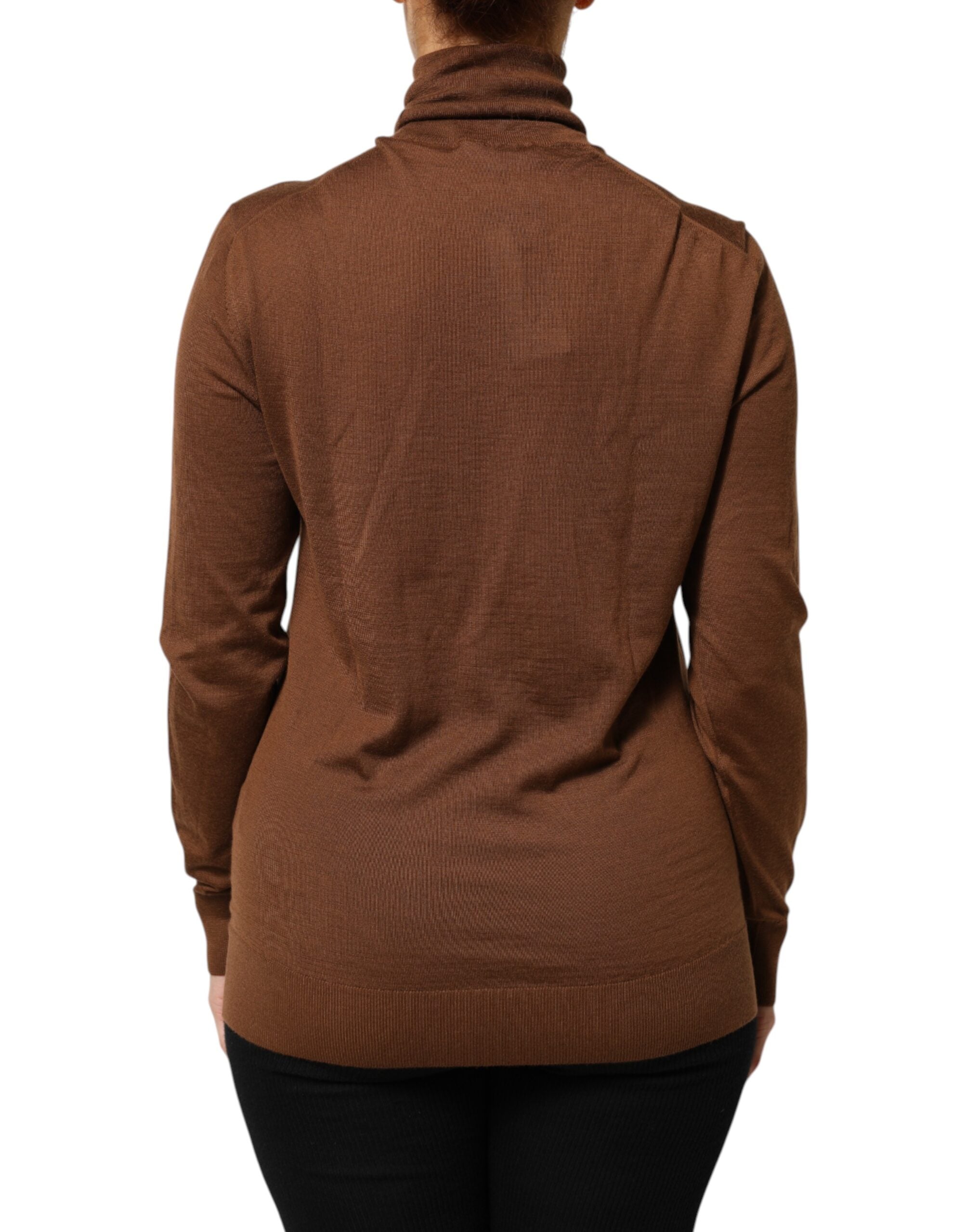 Brown Cashmere Turtle Neck Pullover Sweater - ventzia