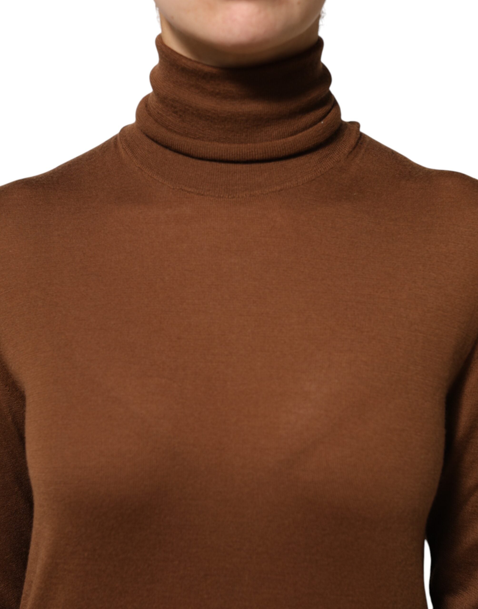 Brown Cashmere Turtle Neck Pullover Sweater - ventzia