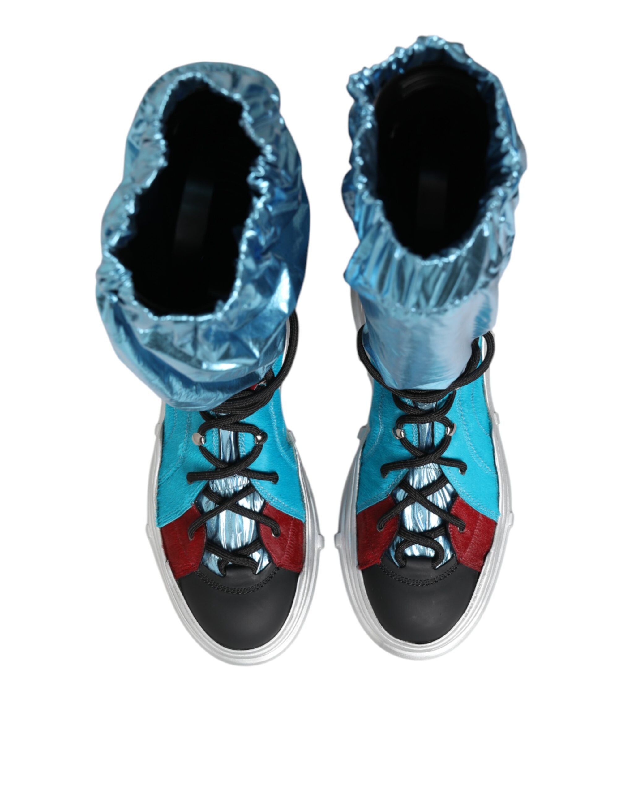 Blue Lace Up Over The Knee Socks Men Boots Shoes - ventzia