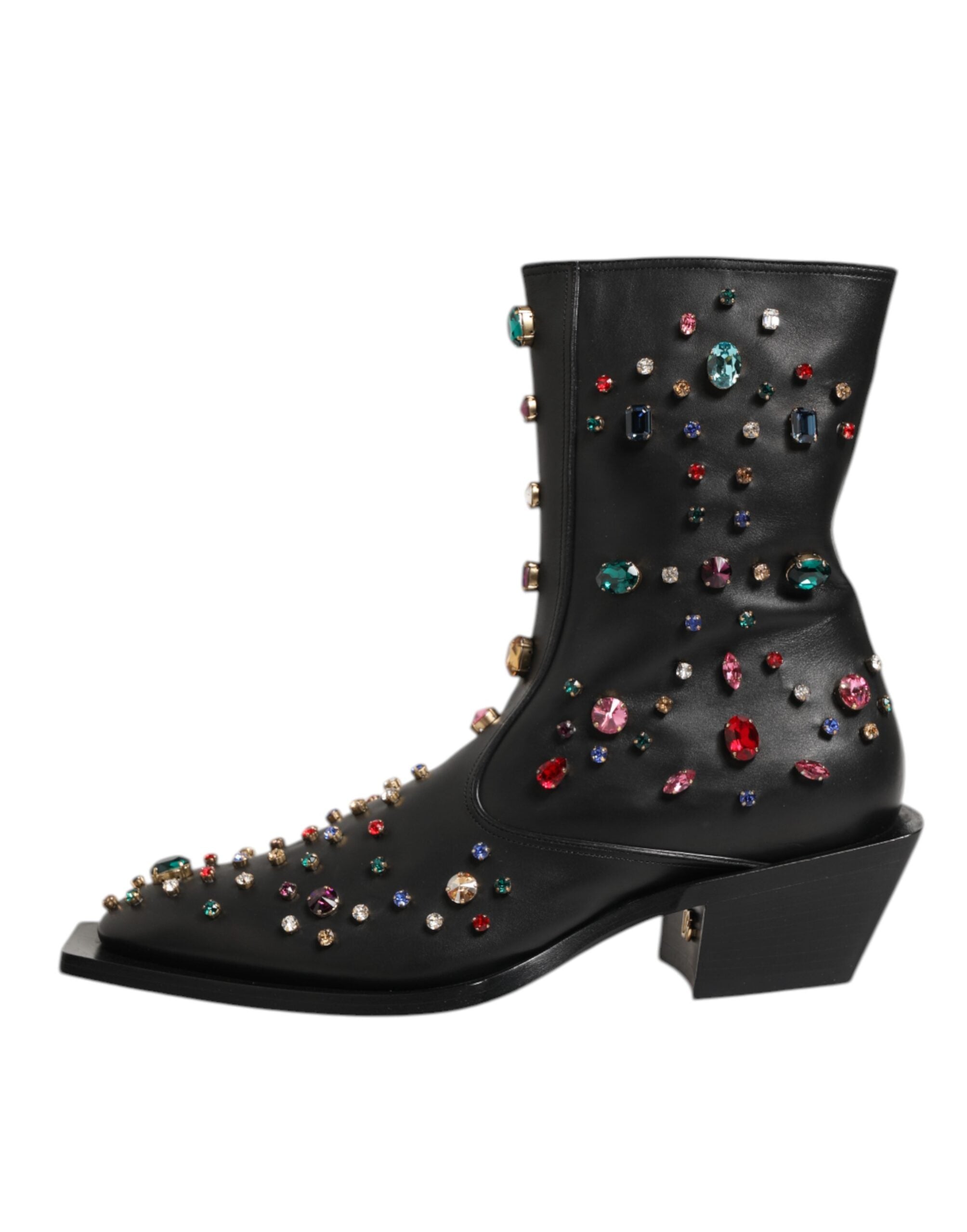 Black Crystal Embellished Men Short Boots Shoes - ventzia