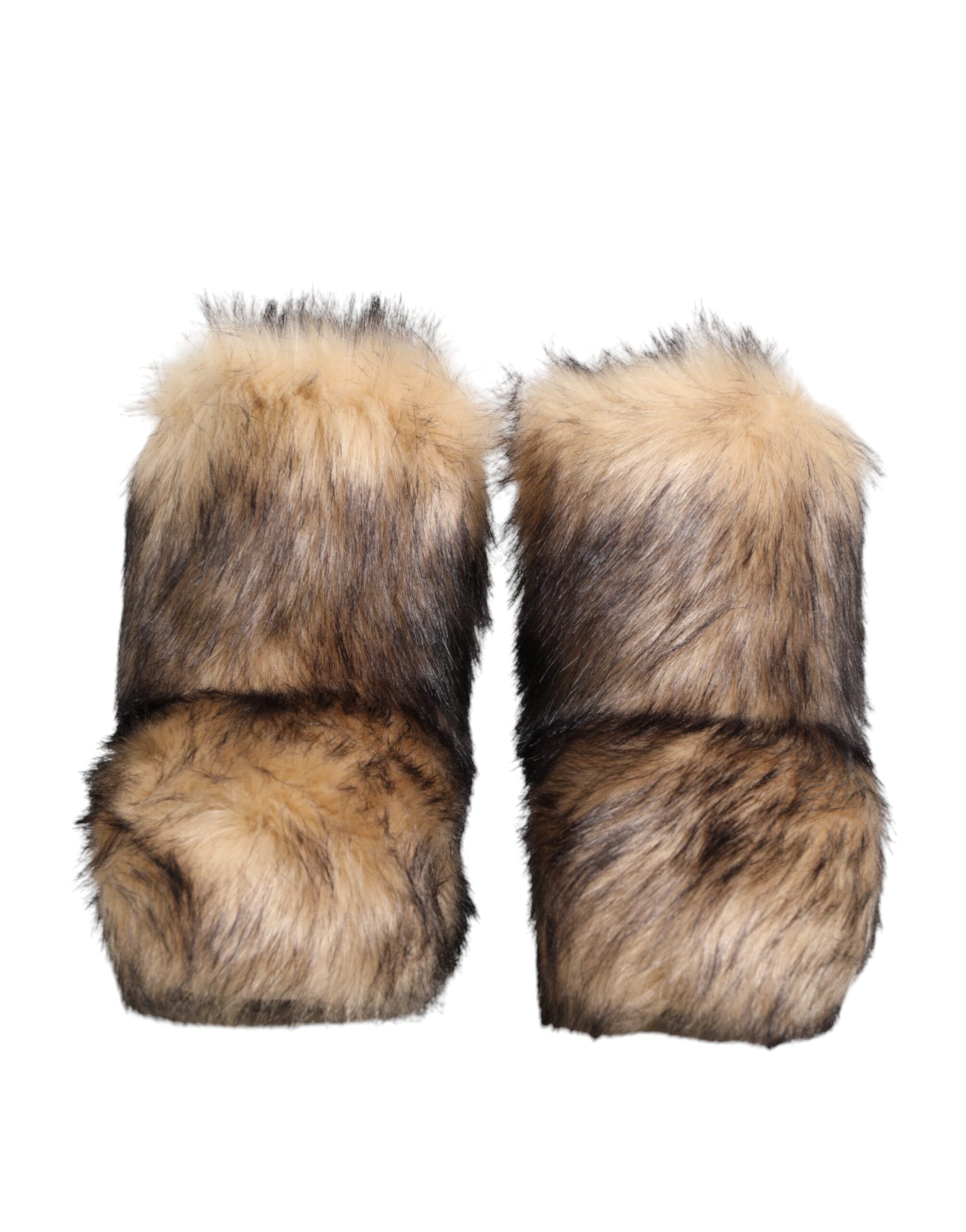 Brown Faux Skim Ski Fur Men Short Boots Shoes - ventzia