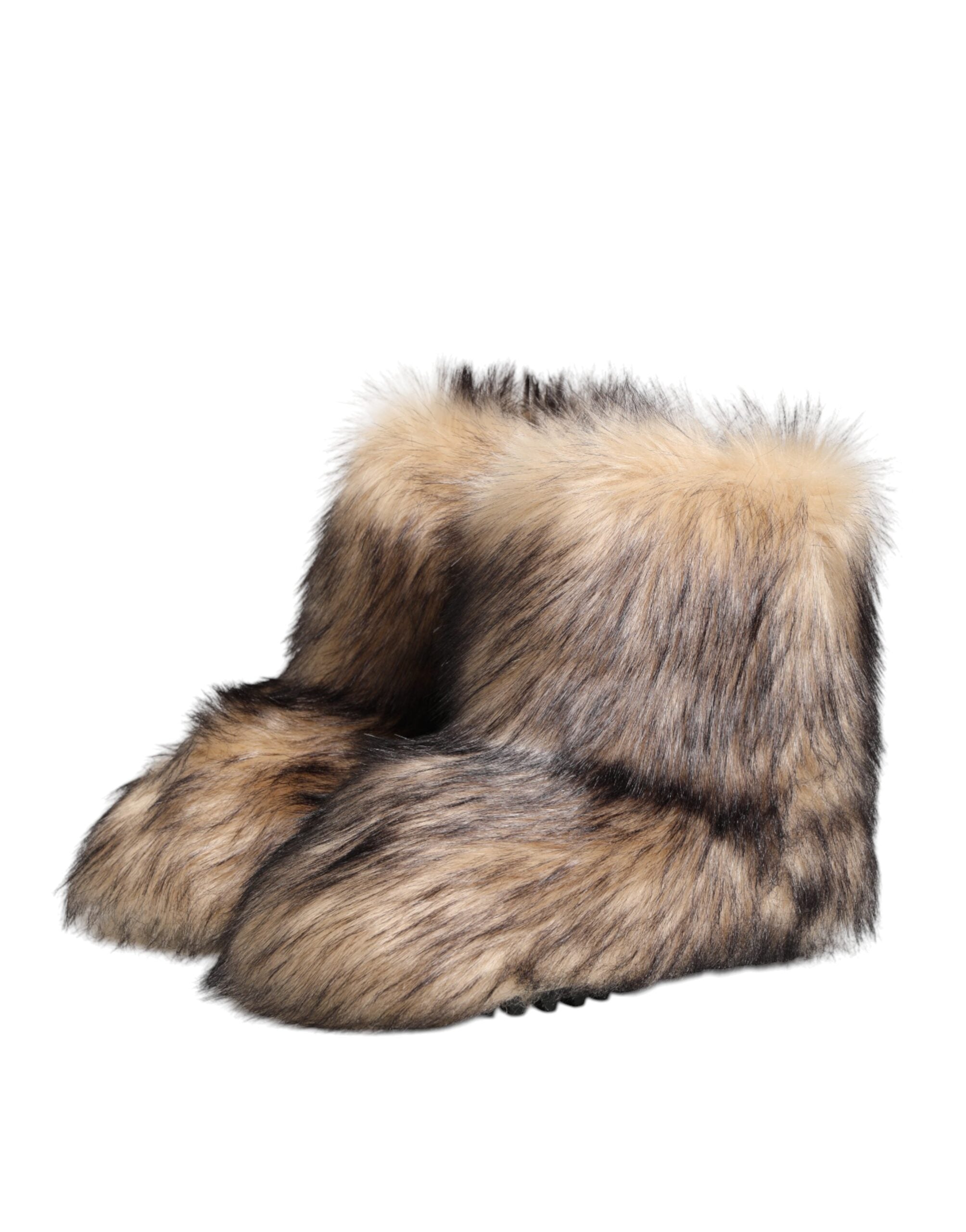 Brown Faux Skim Ski Fur Men Short Boots Shoes - ventzia