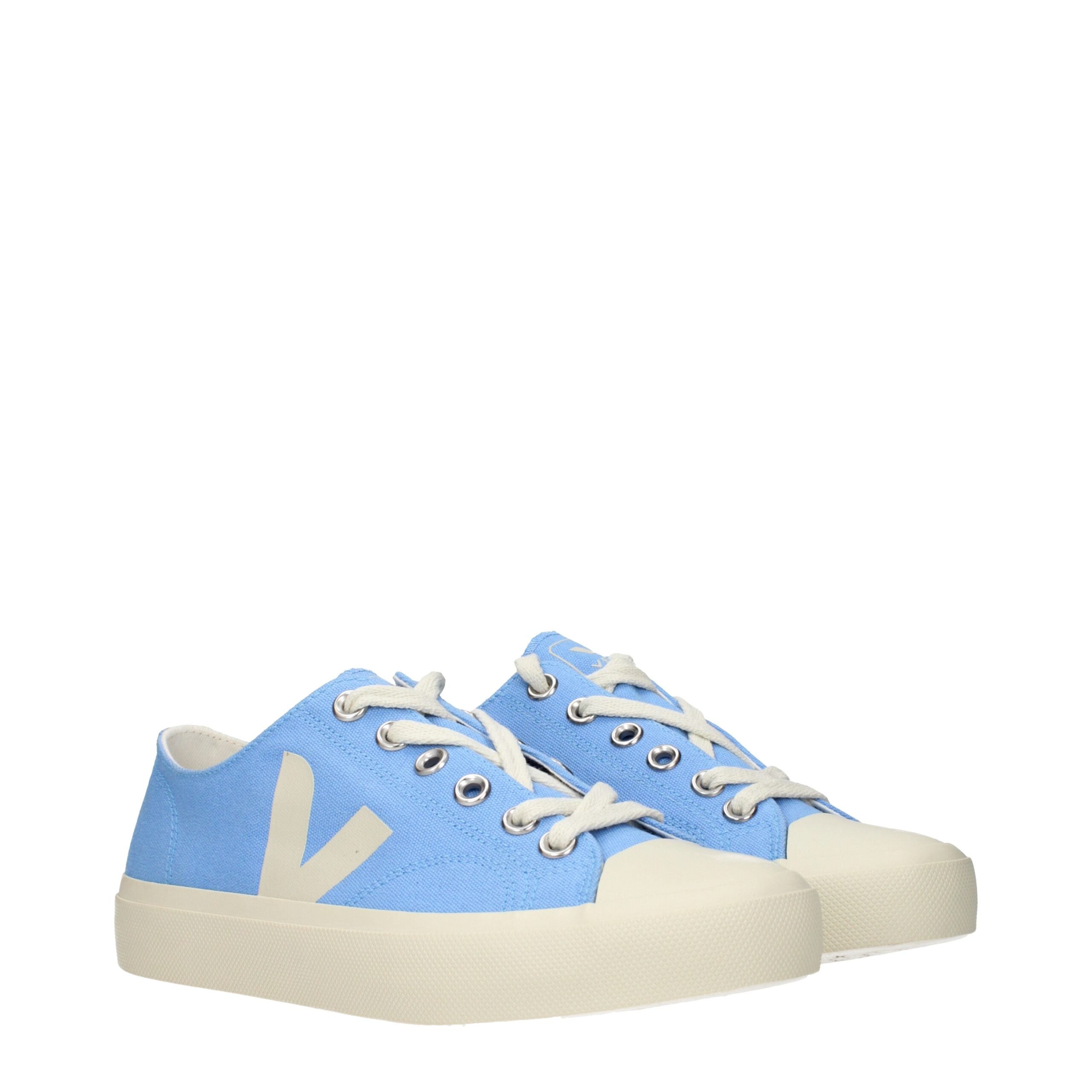 Light Blue Fabric Low Top Sneakers - ventzia