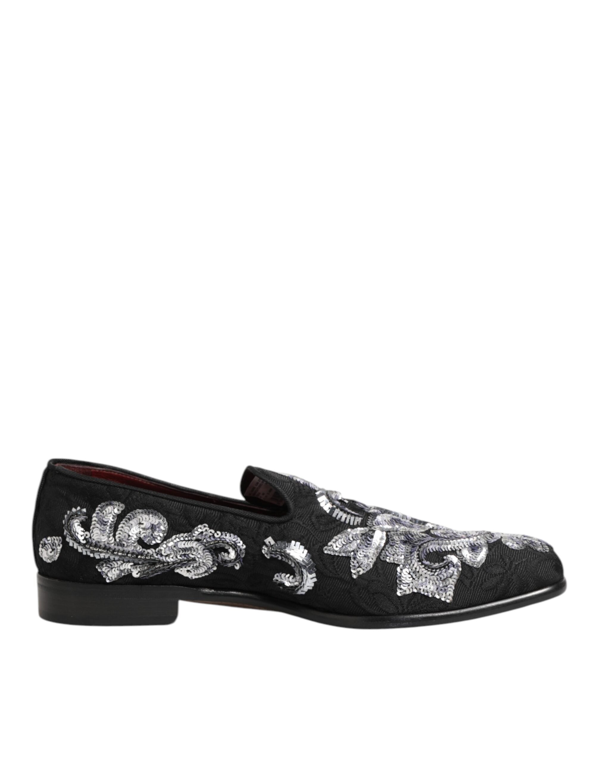 Black Silver Sequined Loafers Men Dress Shoes - ventzia