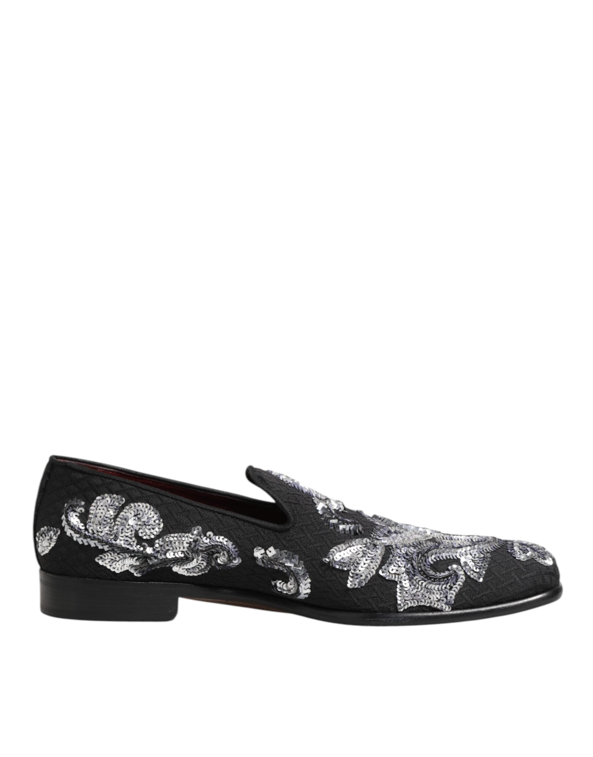 Black Silver Sequined Loafers Men Dress Shoes - ventzia