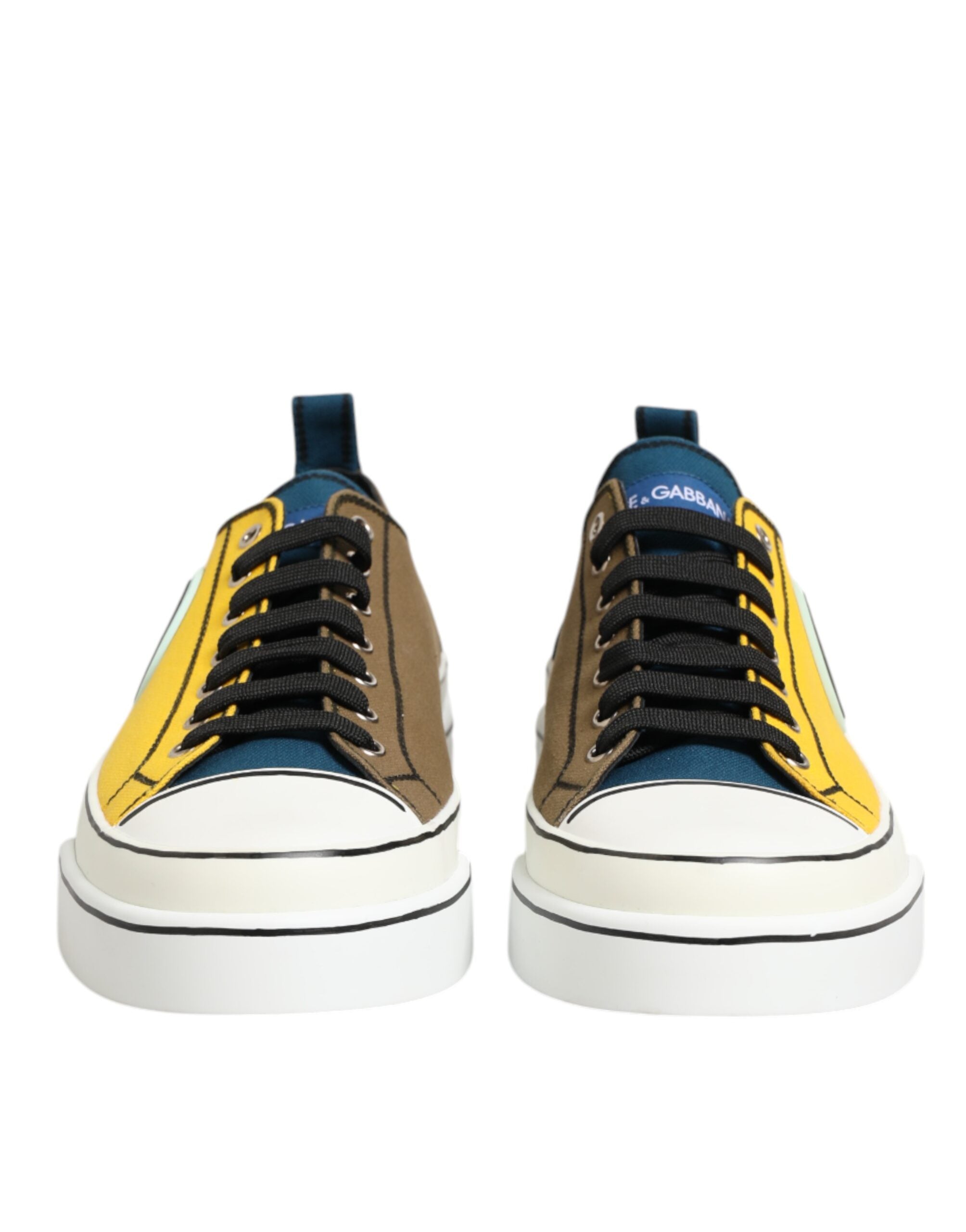 Multicolor Cotton Logo Low Top Sneakers Shoes - ventzia