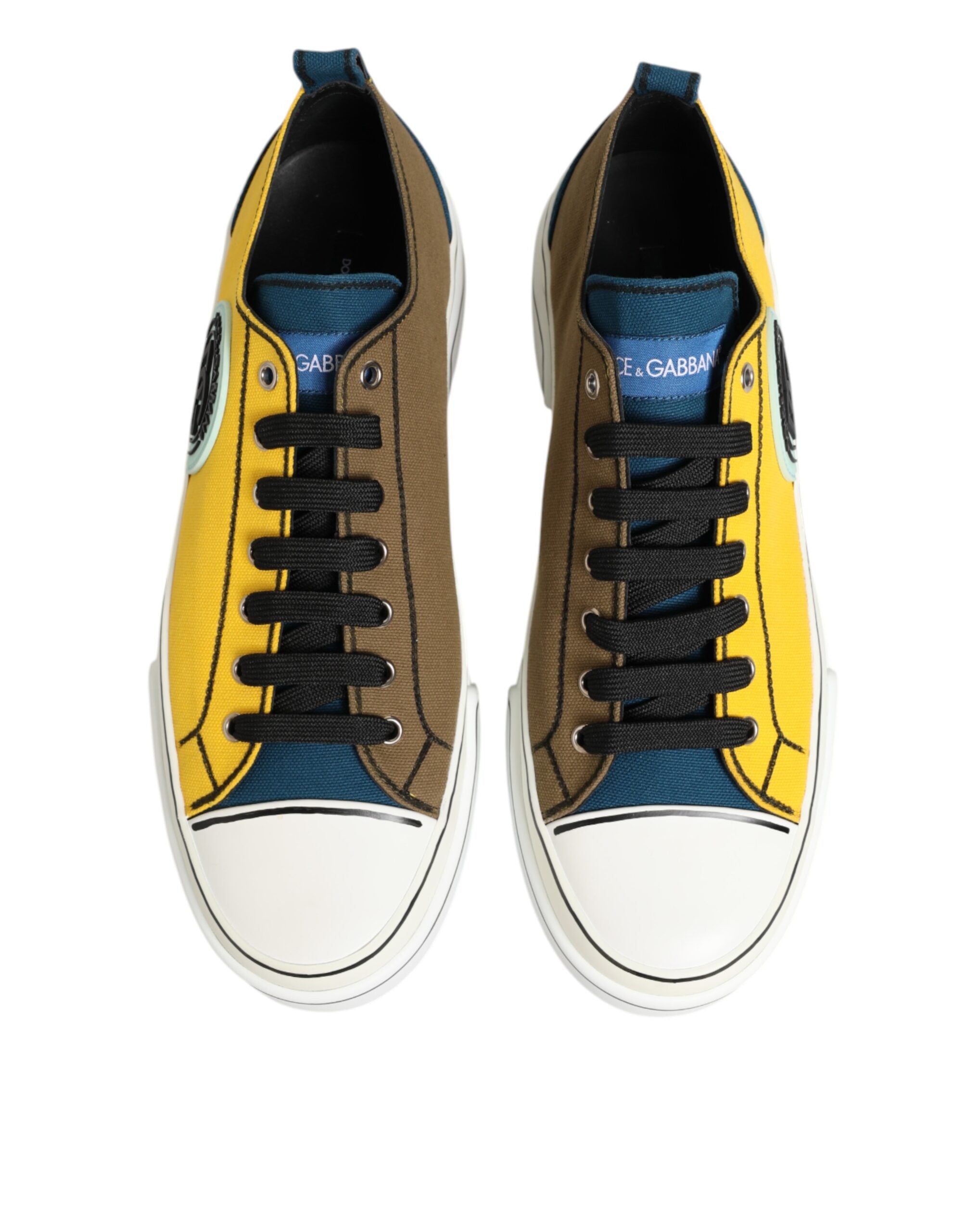 Multicolor Cotton Logo Low Top Sneakers Shoes - ventzia