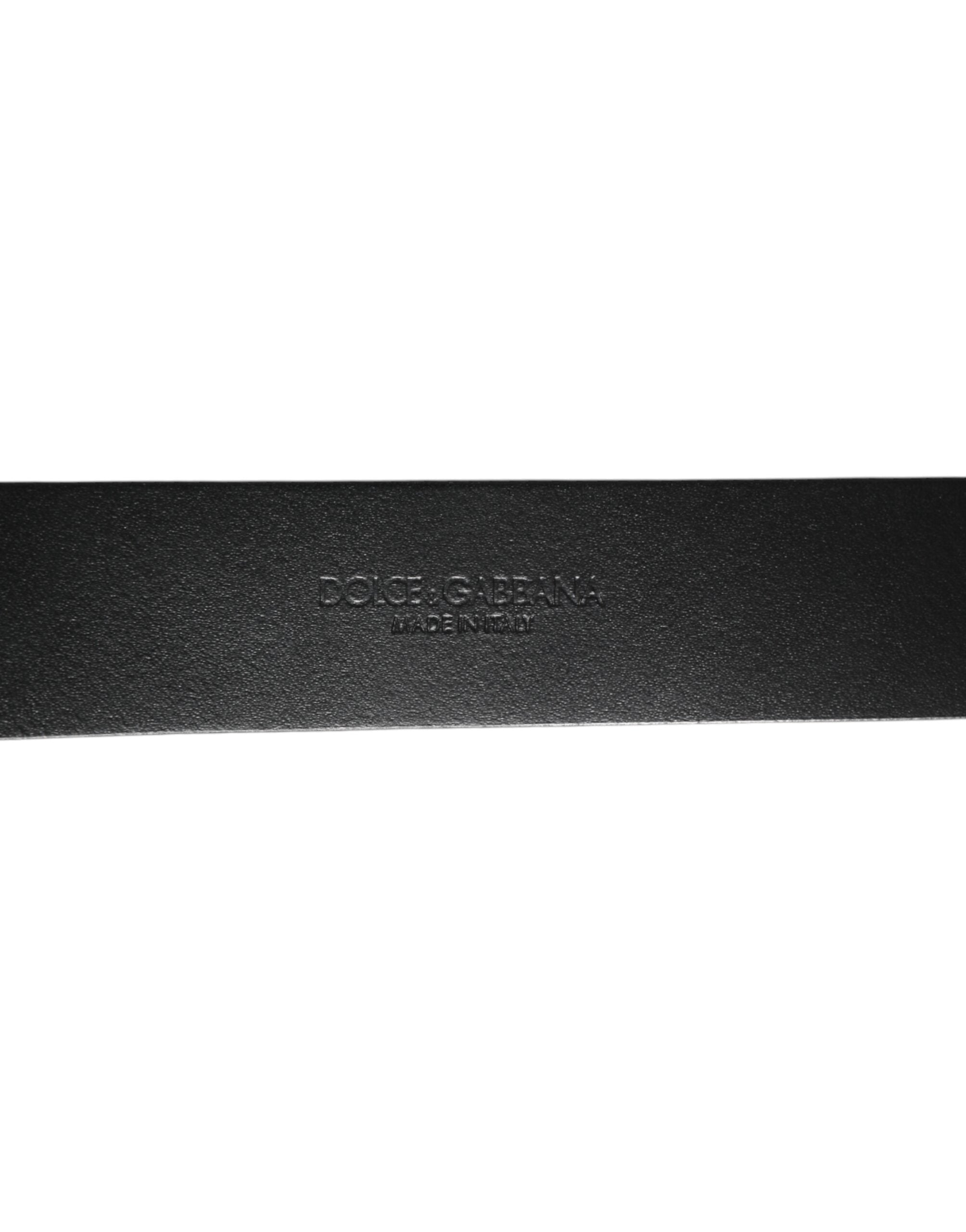 Black Silver Pebbled Texture Leather Buckle Men Belt