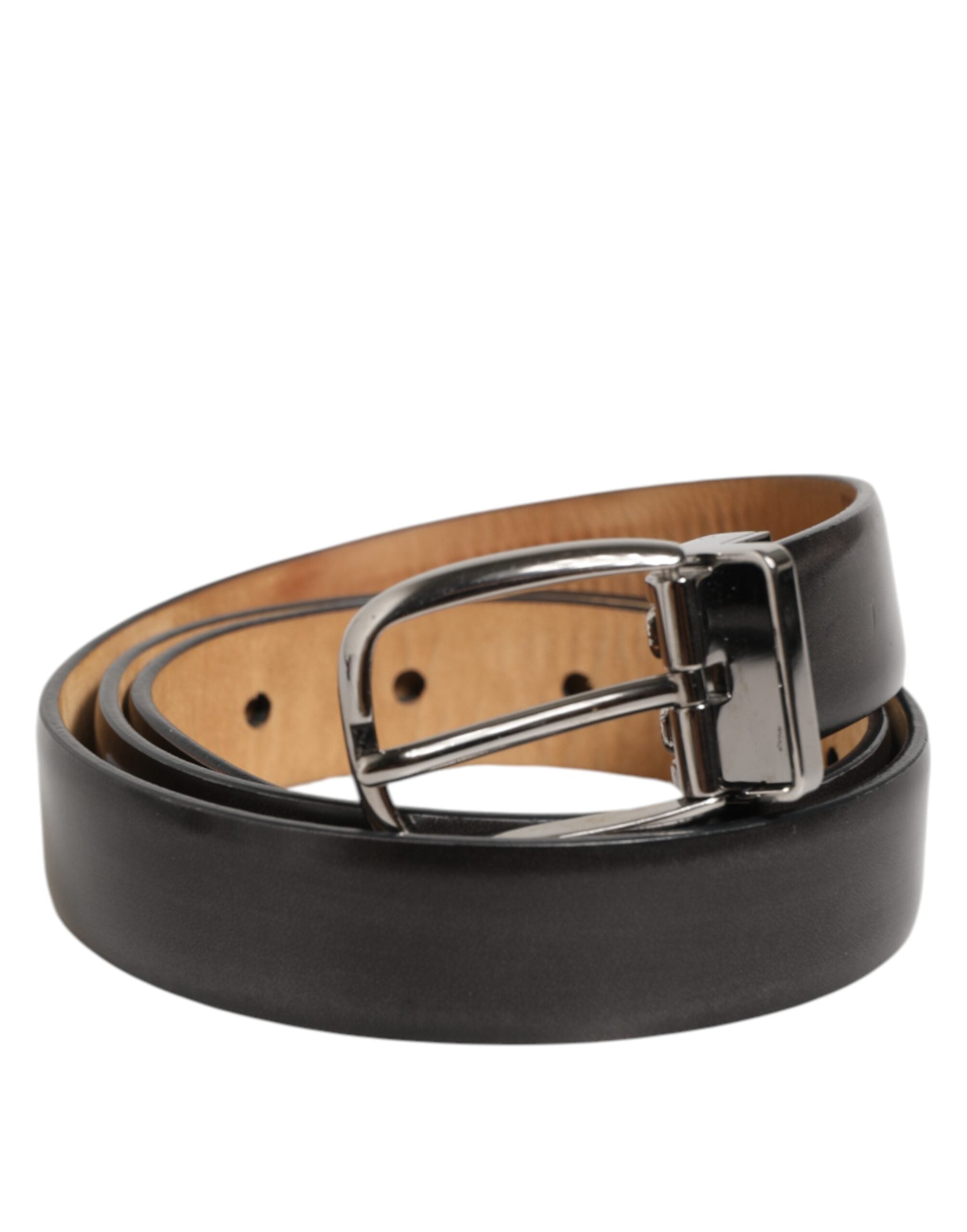 Black Classic Leather Silver-Tone Buckle Belt - ventzia