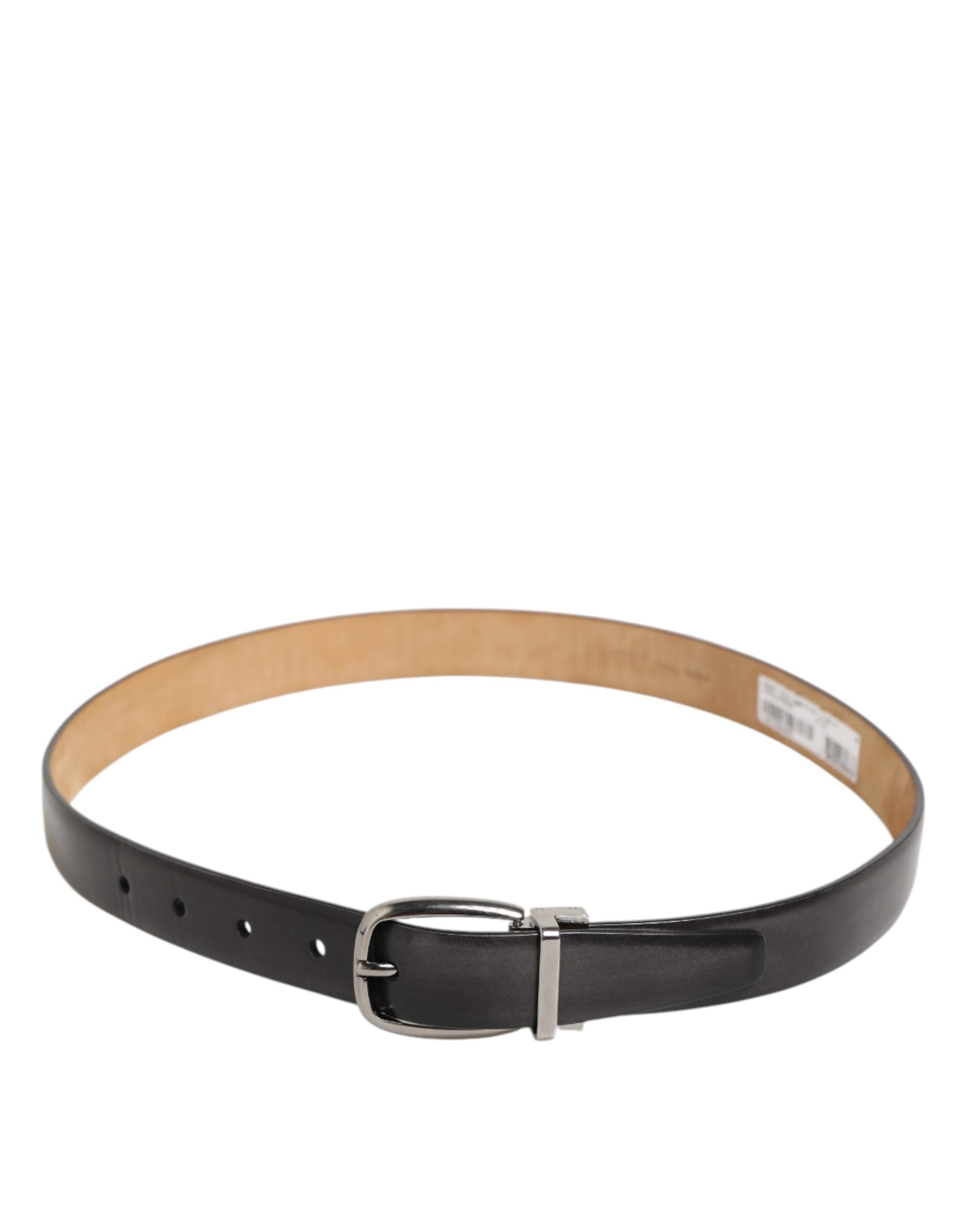 Black Classic Leather Silver-Tone Buckle Belt - ventzia