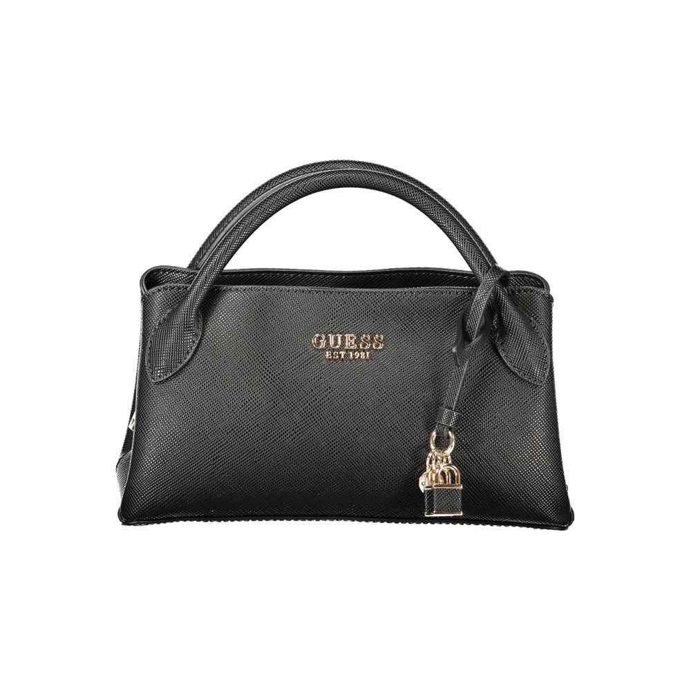 Black Polyurethane Women Handbag - ventzia