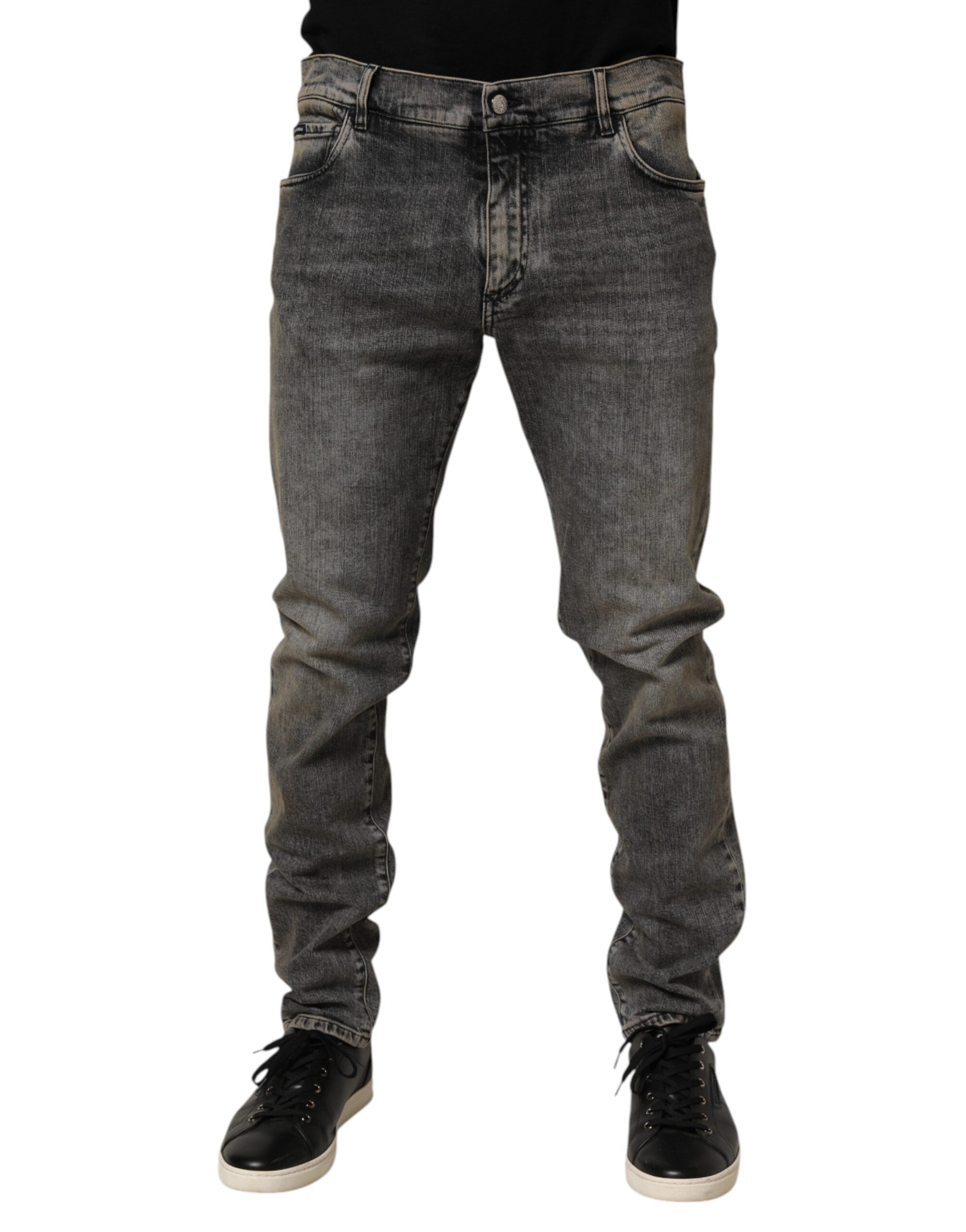 Gray Cotton Stretch Slim Fit Men Denim Jeans - ventzia
