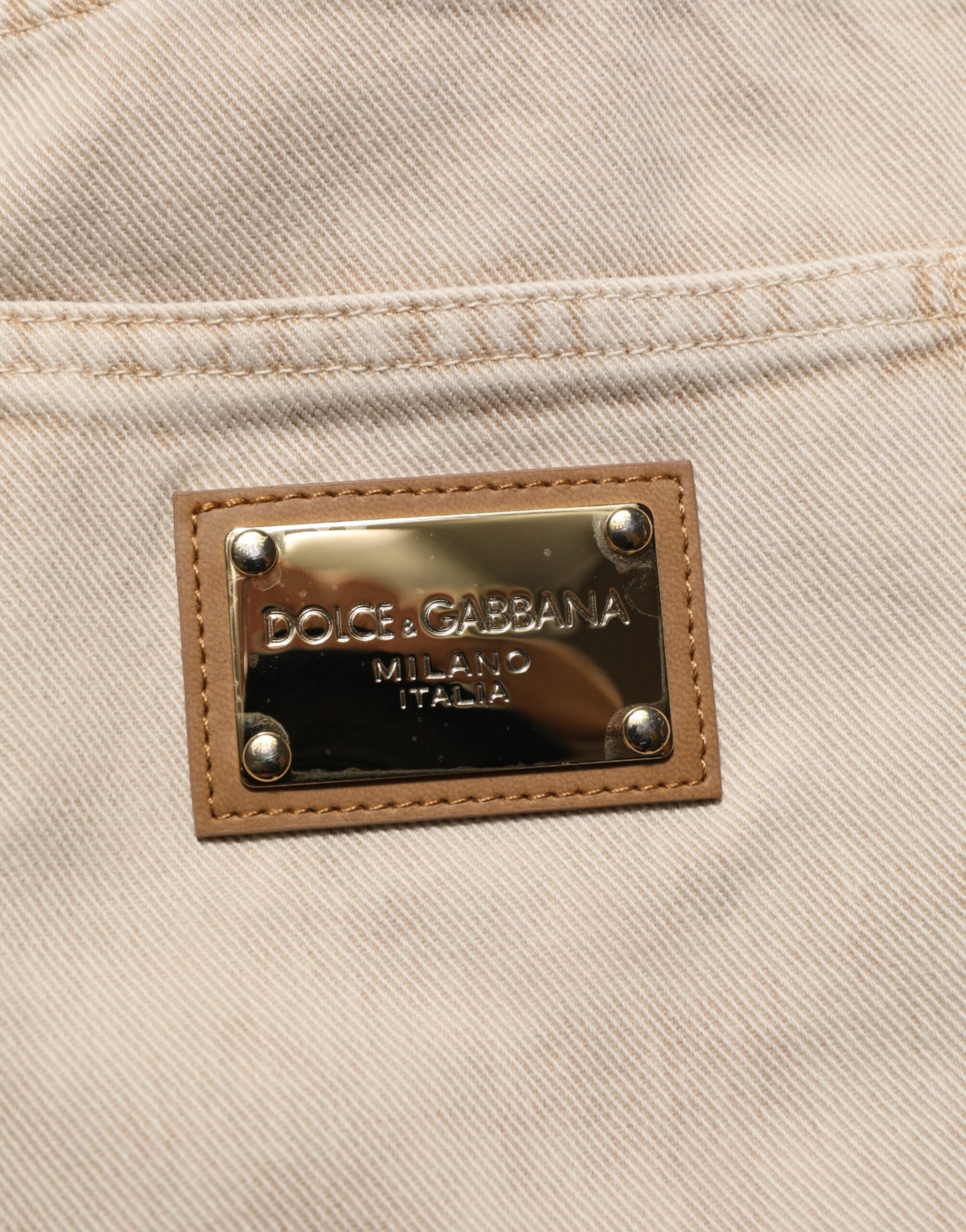 Beige Cotton Straight Denim Trouser Jeans - ventzia