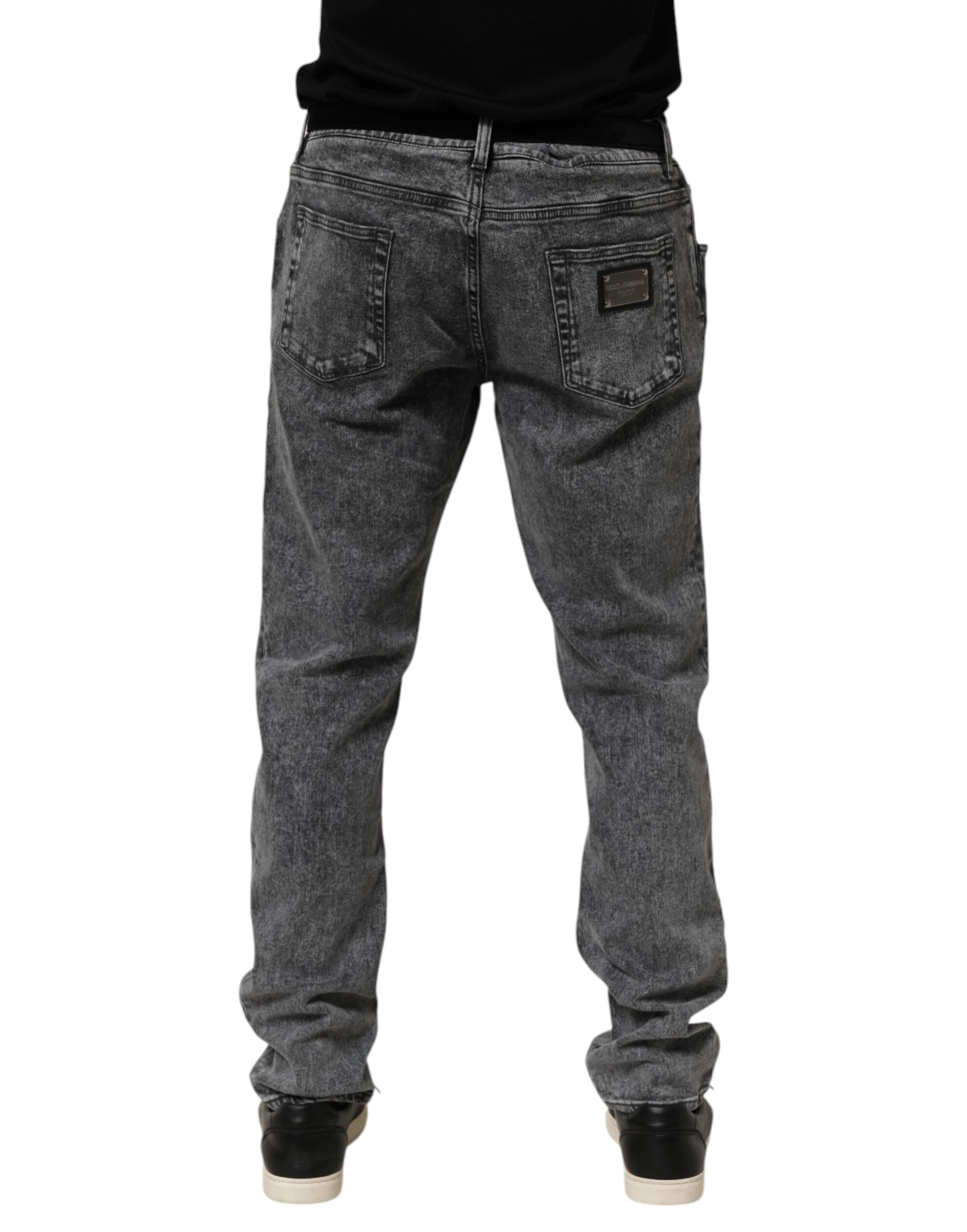 Gray Cotton Slim Fit Denim Trouser Jeans - ventzia