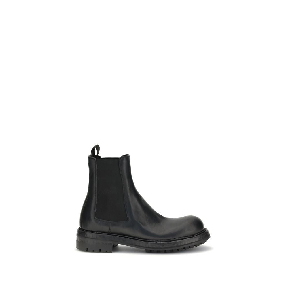 Black Calf Leather Bos Taurus Chelsea Boots - ventzia