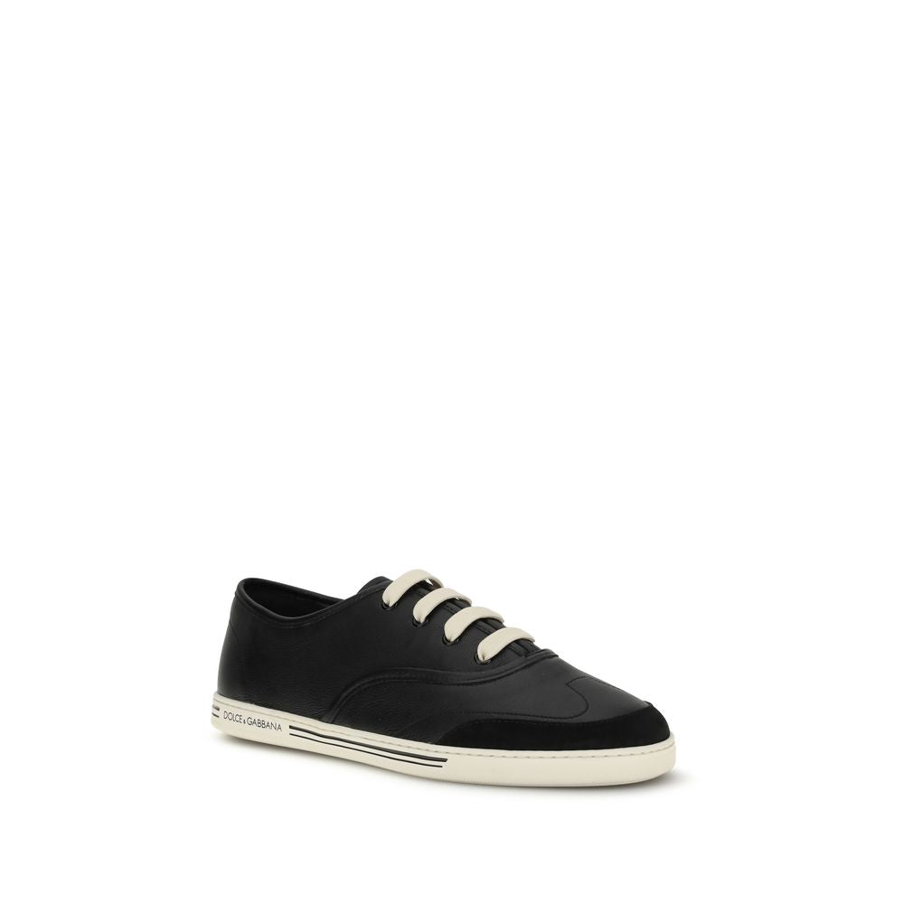 Black Calf Leather Bos Taurus Low Top Sneakers - ventzia