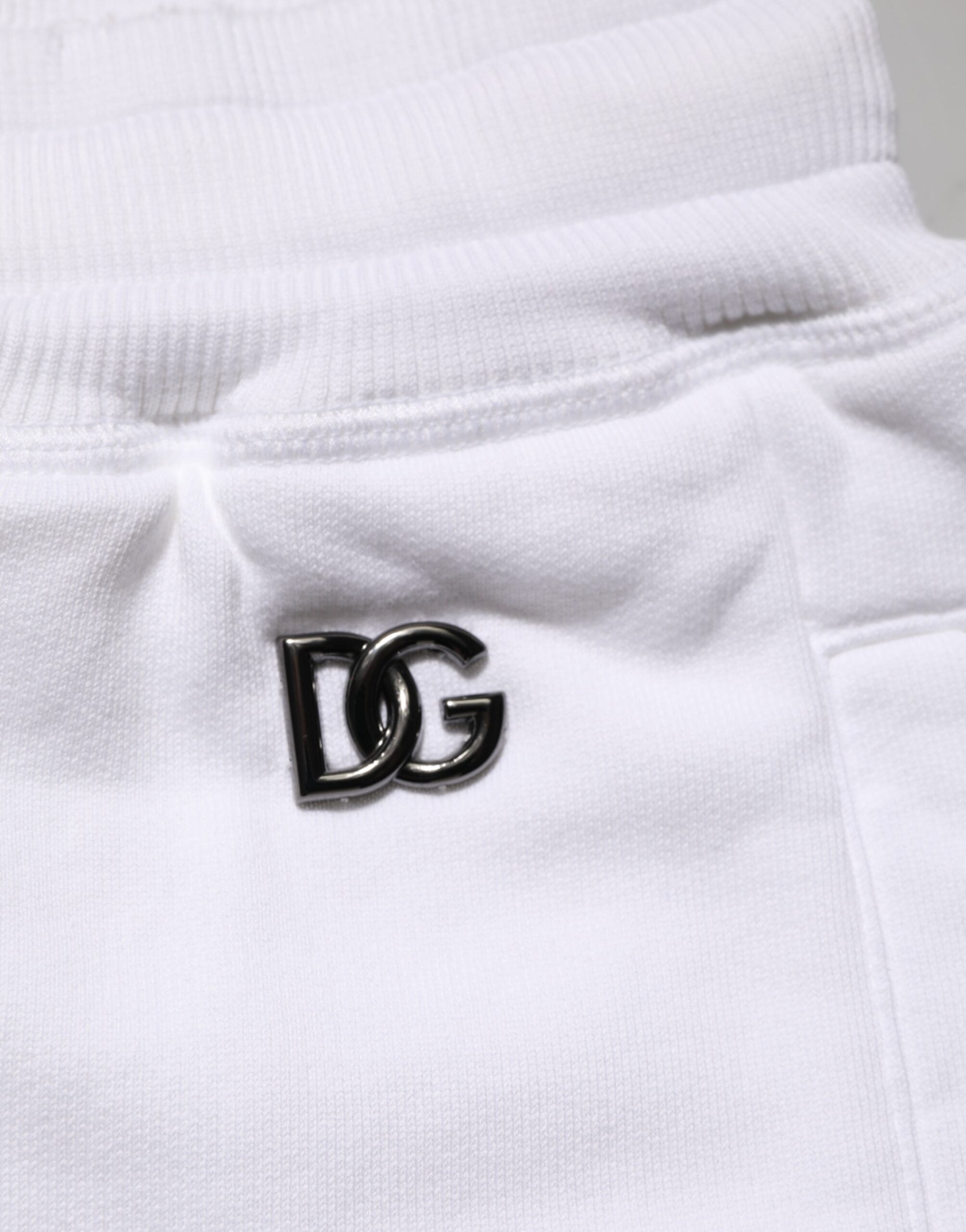 White Cotton Ripped Bermuda Sweatpants Shorts - ventzia