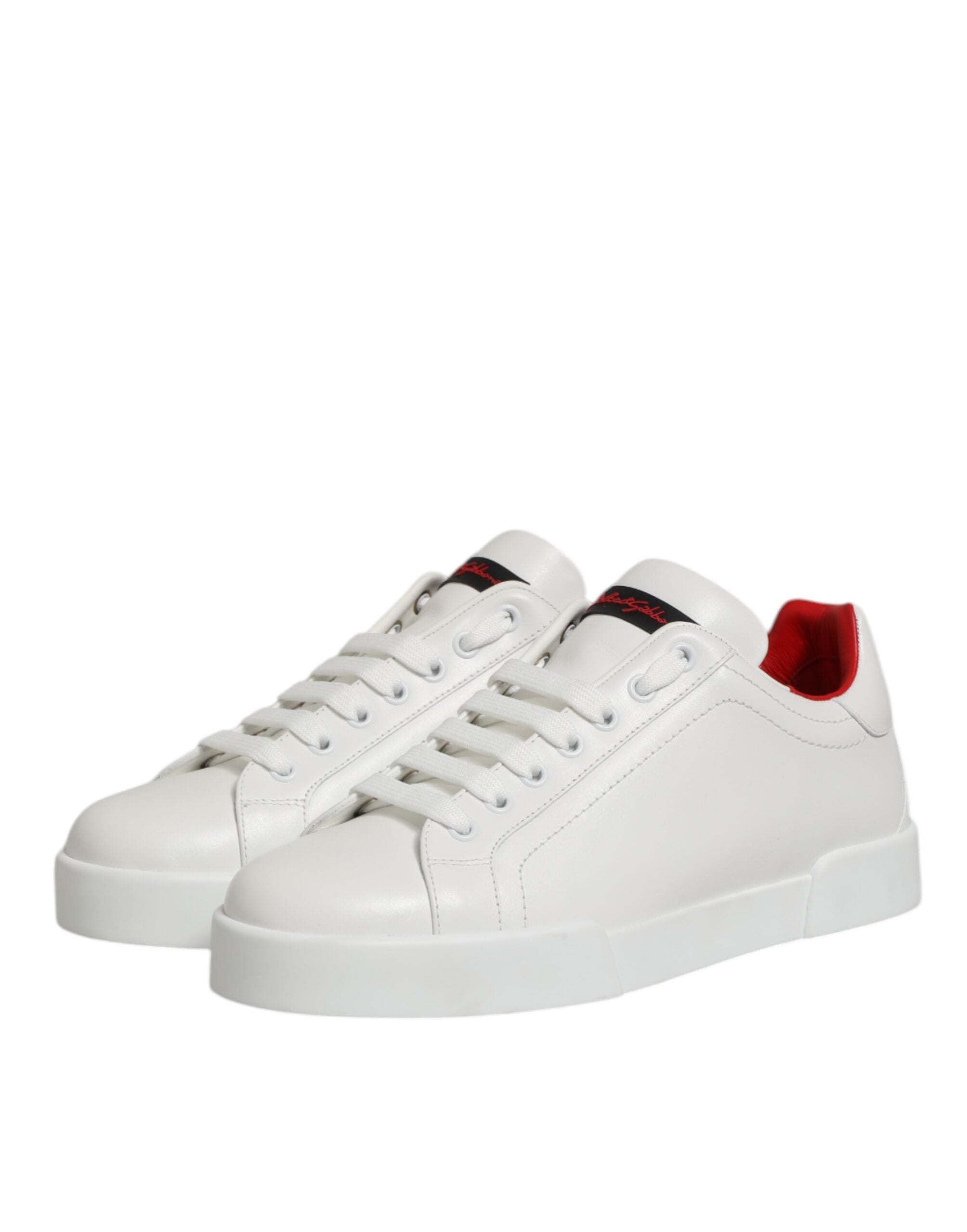 White Leather Lace Up Low Top Sneakers Shoes