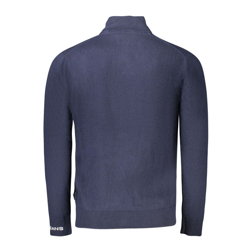 Blue Cotton Men Sweater - ventzia