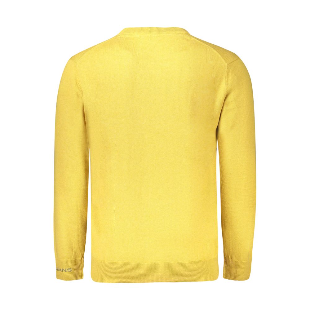 Yellow Cotton Men Sweater - ventzia