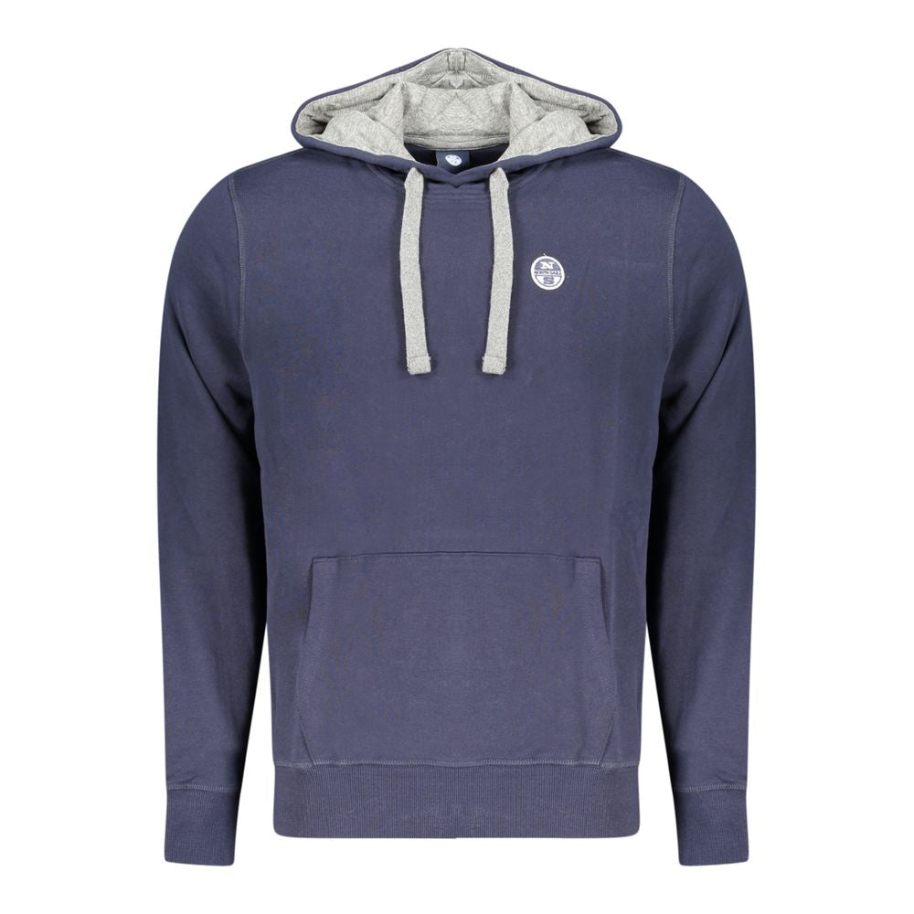 Blue Cotton Men's Hooded Sweatshirt - ventzia