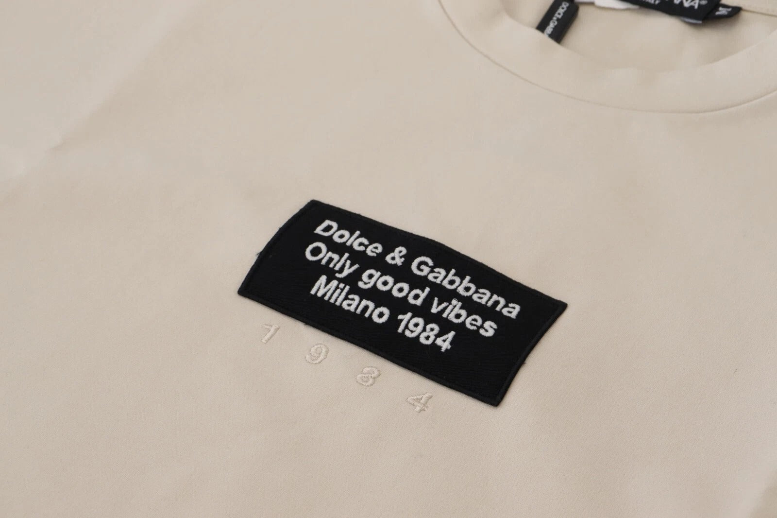 Ivory Cotton Ivory Printed Crewneck - ventzia