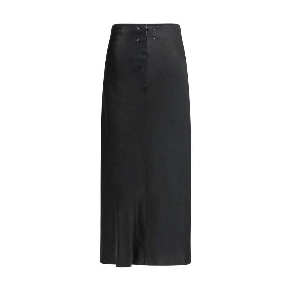 Black Acetate Midi Skirt - ventzia