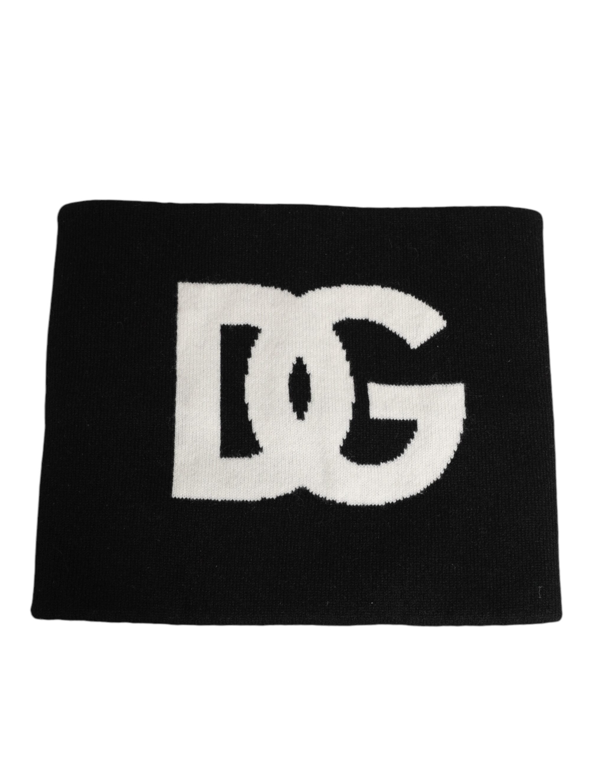 Black D&G Logo Cashmere Knitted Men One Size Scarf - ventzia
