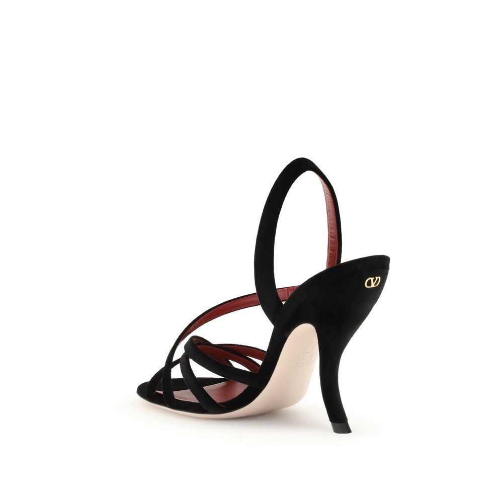 Black Velvet Stiletto Heel Sandals - ventzia