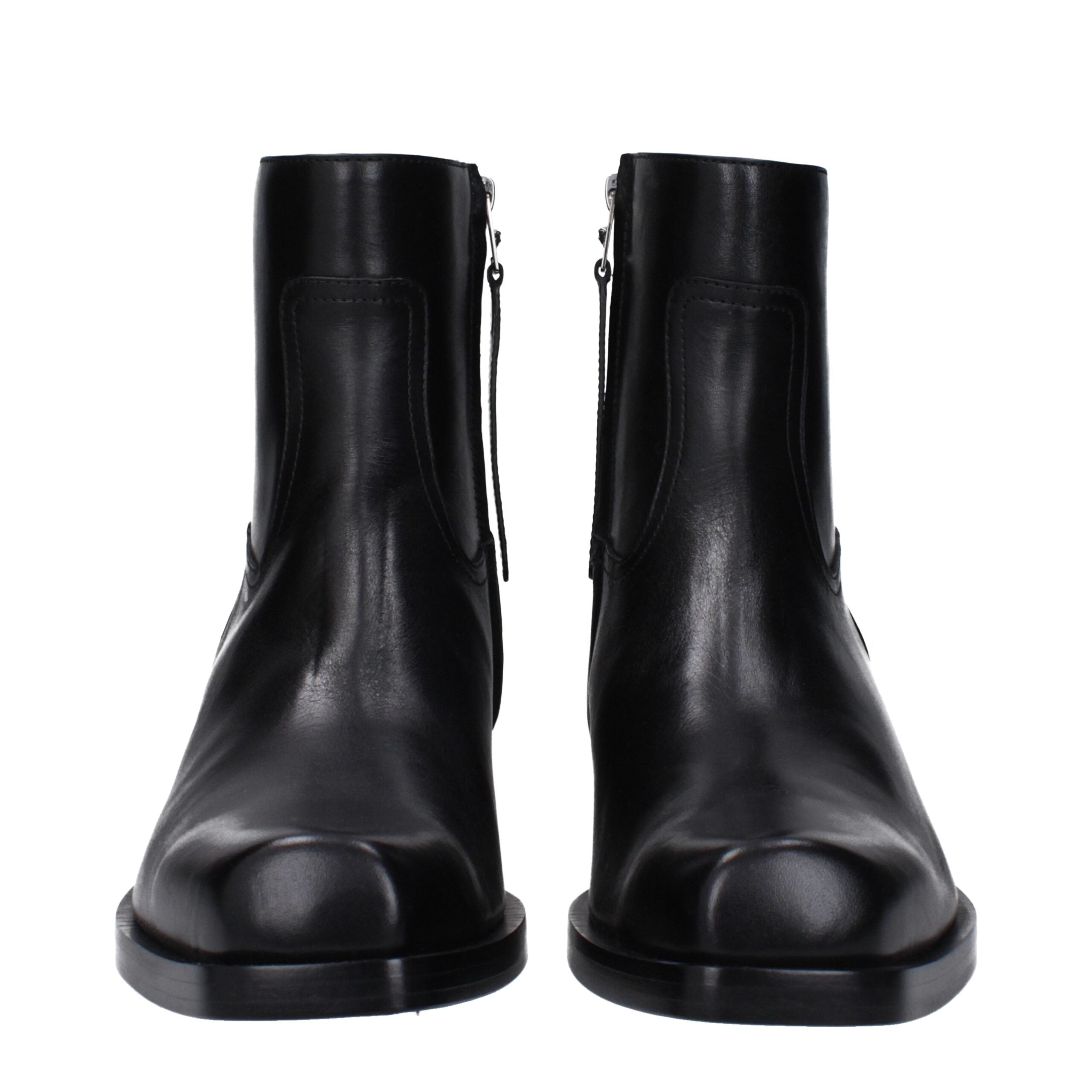 Black Leather Ankle Boots - ventzia