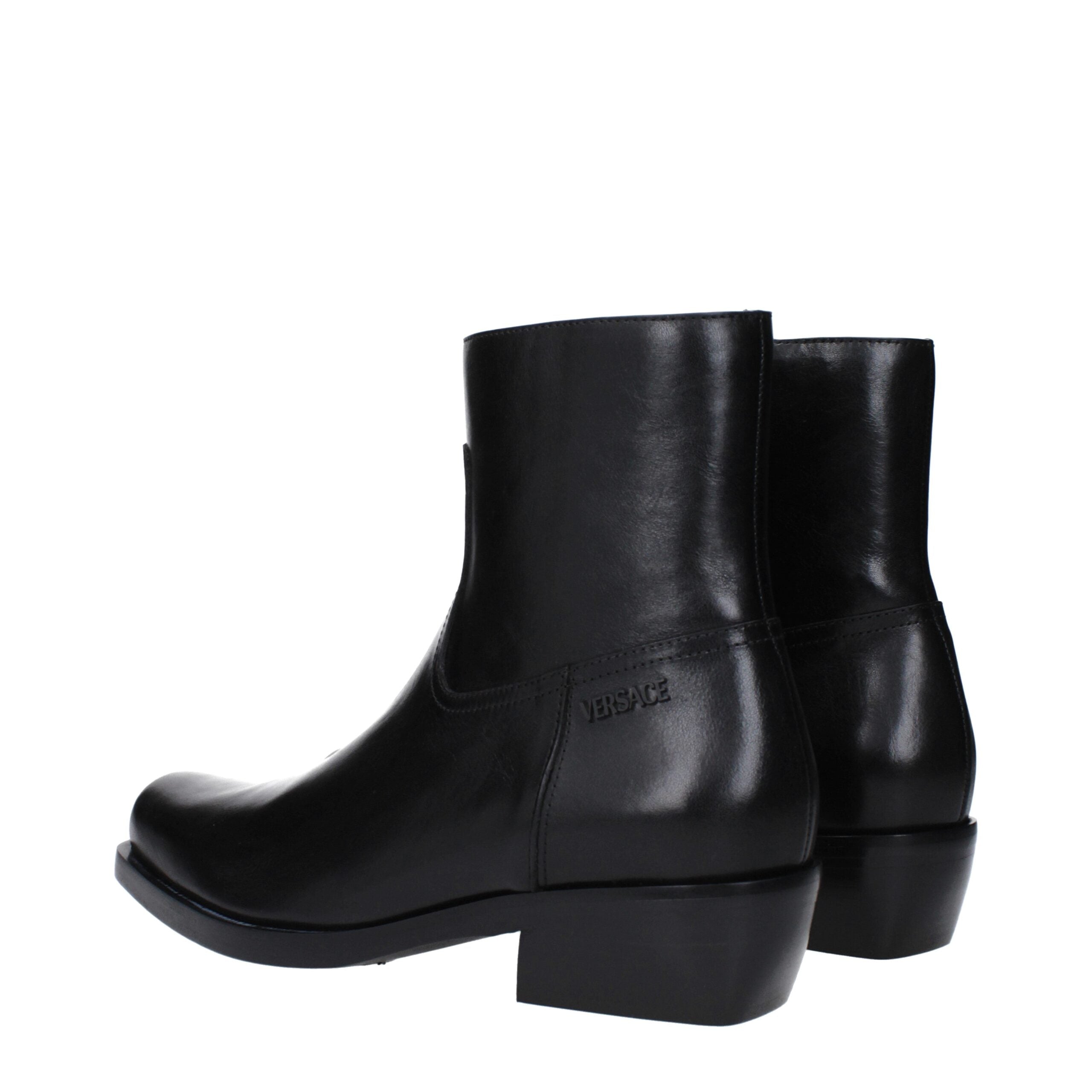 Black Leather Ankle Boots - ventzia