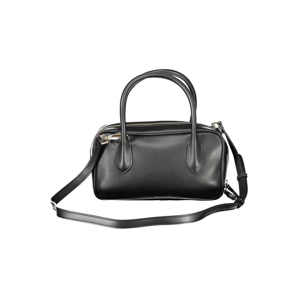 Black Polyurethane Women Handbag - ventzia