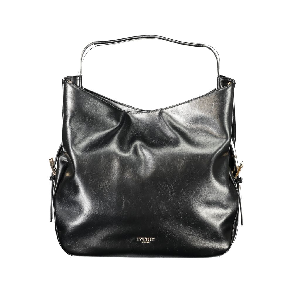 Black Polyurethane Women Hobo Bag - ventzia