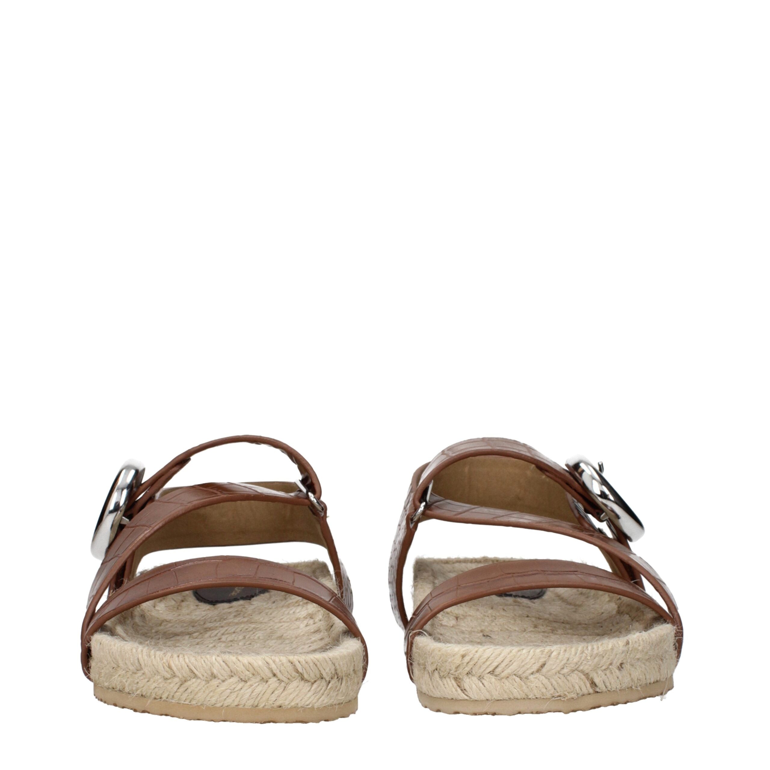 Brown Leather Flat Sandals