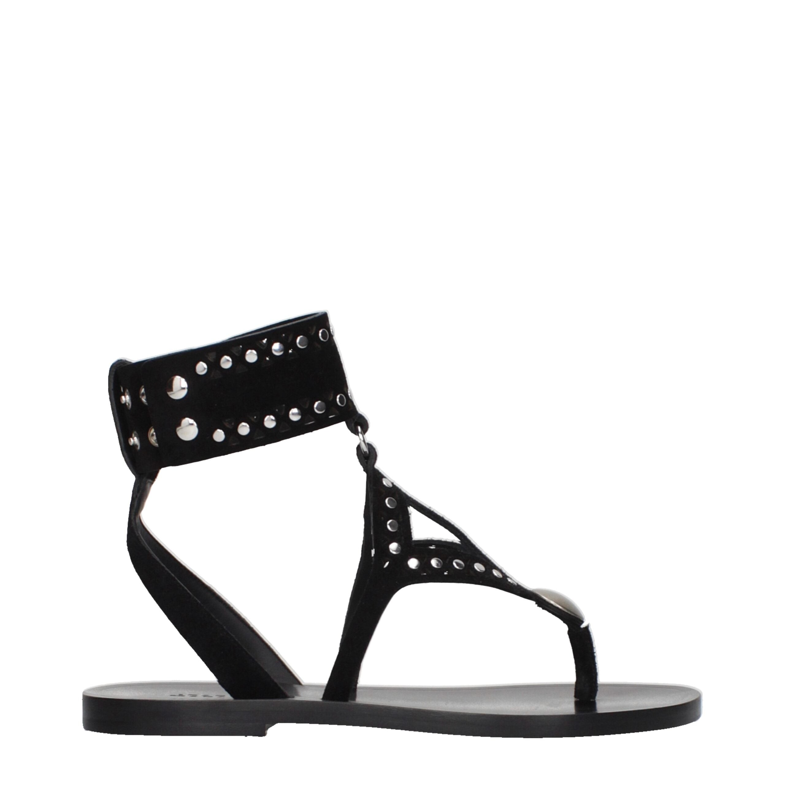Black Leather Flip-Flop Sandals - ventzia