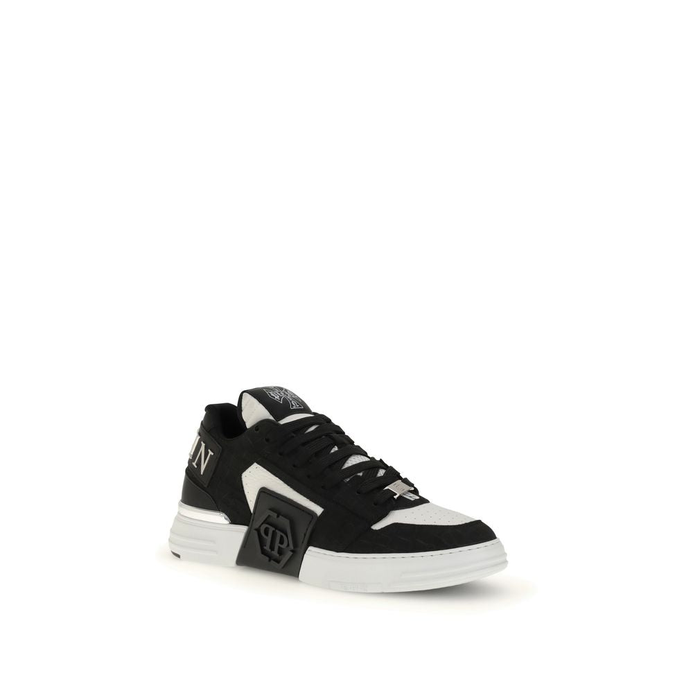 Black Calf Leather Bos Taurus Low Top Sneakers - ventzia