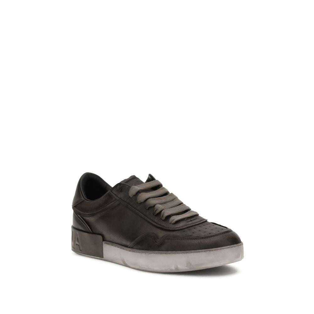 Brown Calf Leather Bos Taurus Low Top Sneakers - ventzia