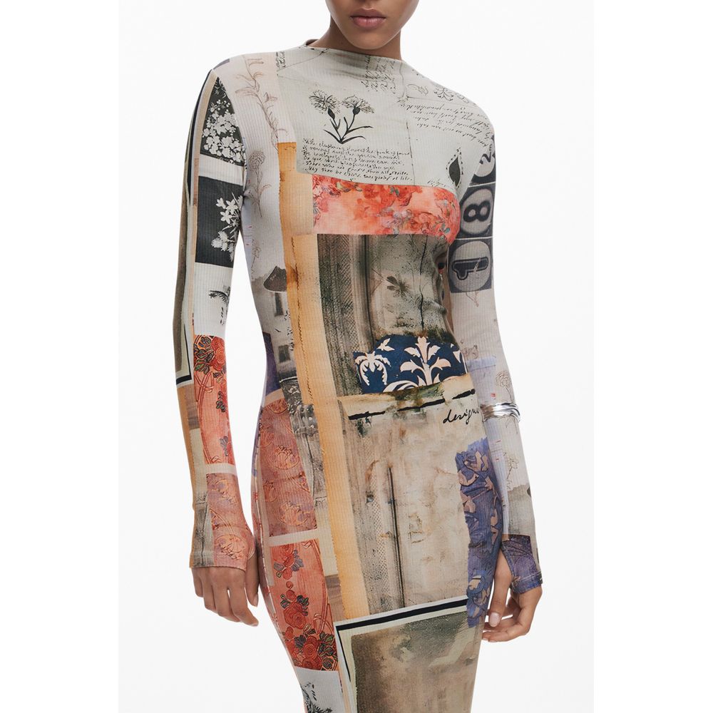 Beige Elastane Dress