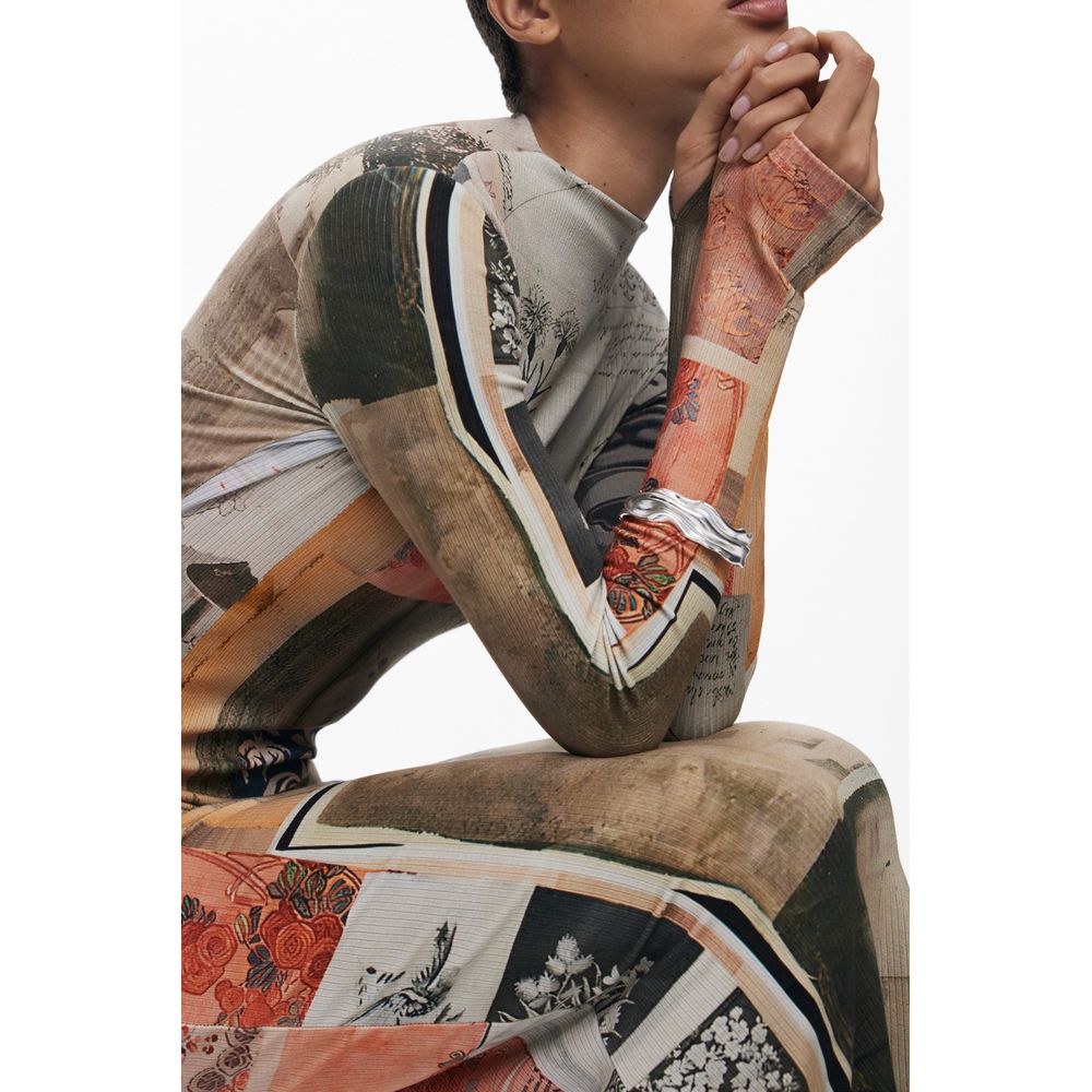 Beige Elastane Dress